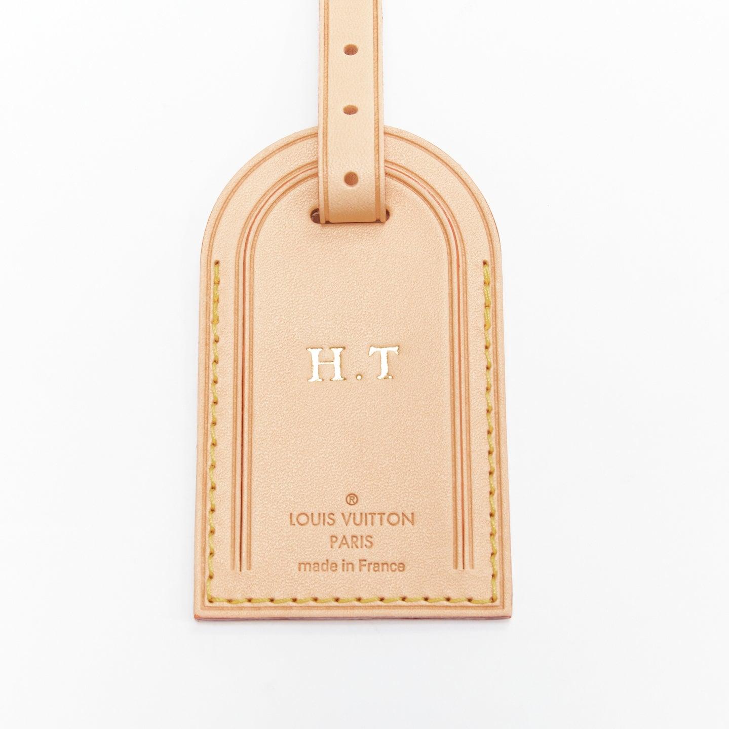 Gold LOUIS VUITTON Vachetta leather gold HT foil stamp luggage tag For Sale