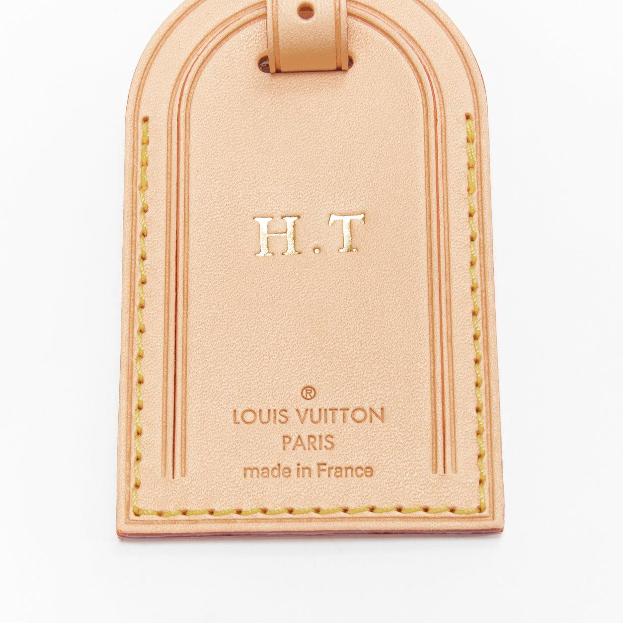 LOUIS VUITTON Vachetta leather gold HT foil stamp luggage tag In Excellent Condition For Sale In Hong Kong, NT