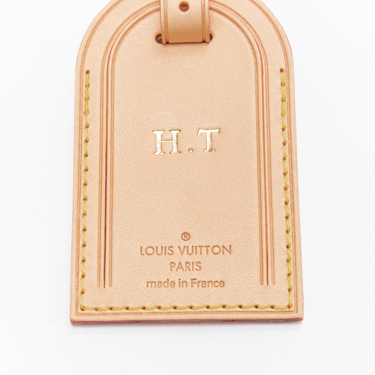 LOUIS VUITTON Vachetta leather gold HT foil stamp luggage tag In Excellent Condition In Hong Kong, NT