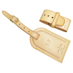 Etiqueta y Poignet de equipaje LOUIS VUITTON de Vachetta con iniciales T.T