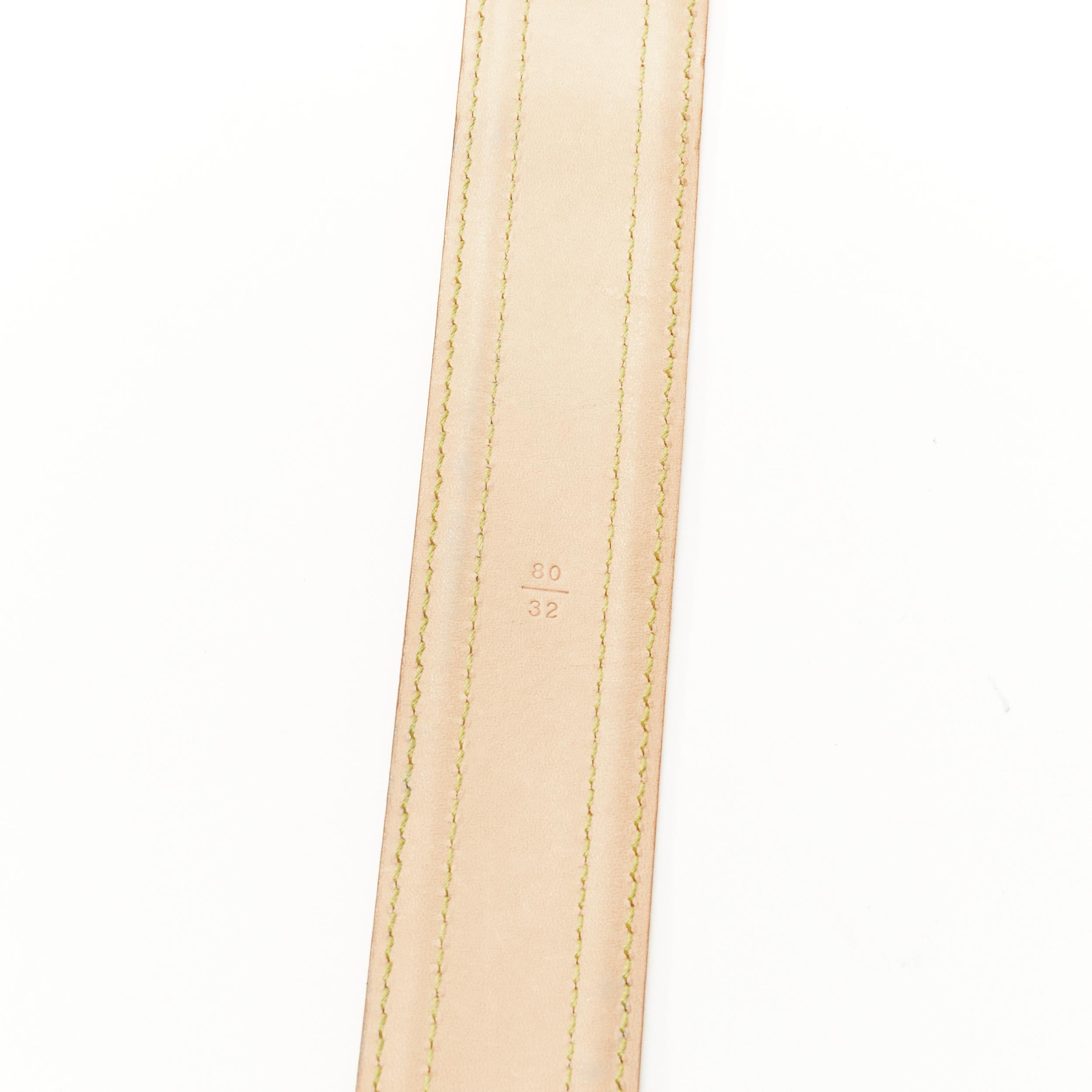 Women's LOUIS VUITTON Vachetta Signature tan leather gold buckle  belt 80cm/32