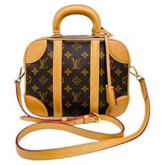 LOUIS VUITTON, MONOGRAM VALISETTE MINI LUGGAGE PM IN COATED CANVAS AND  VACHETTA LEATHER WITH GOLDEN BRASS HARDWARE, Handbags & Accessories, 2020