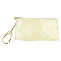 Vintage Louis Vuitton Vanilla Beige Monogram Vernis Key Pouch Pochette Cles 861537