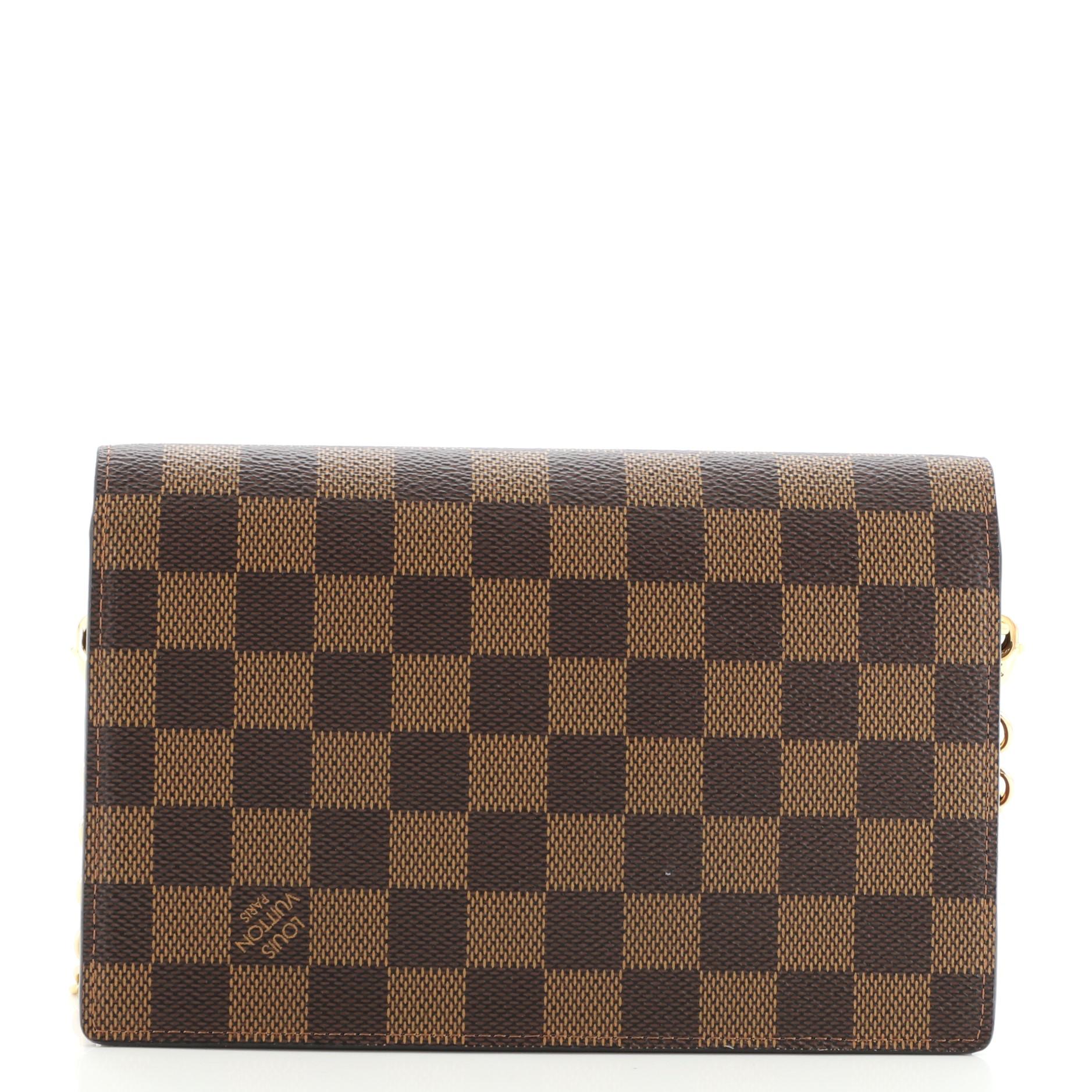 Louis Vuitton Vavin Chain Wallet NM Damier with Leather In Good Condition In NY, NY