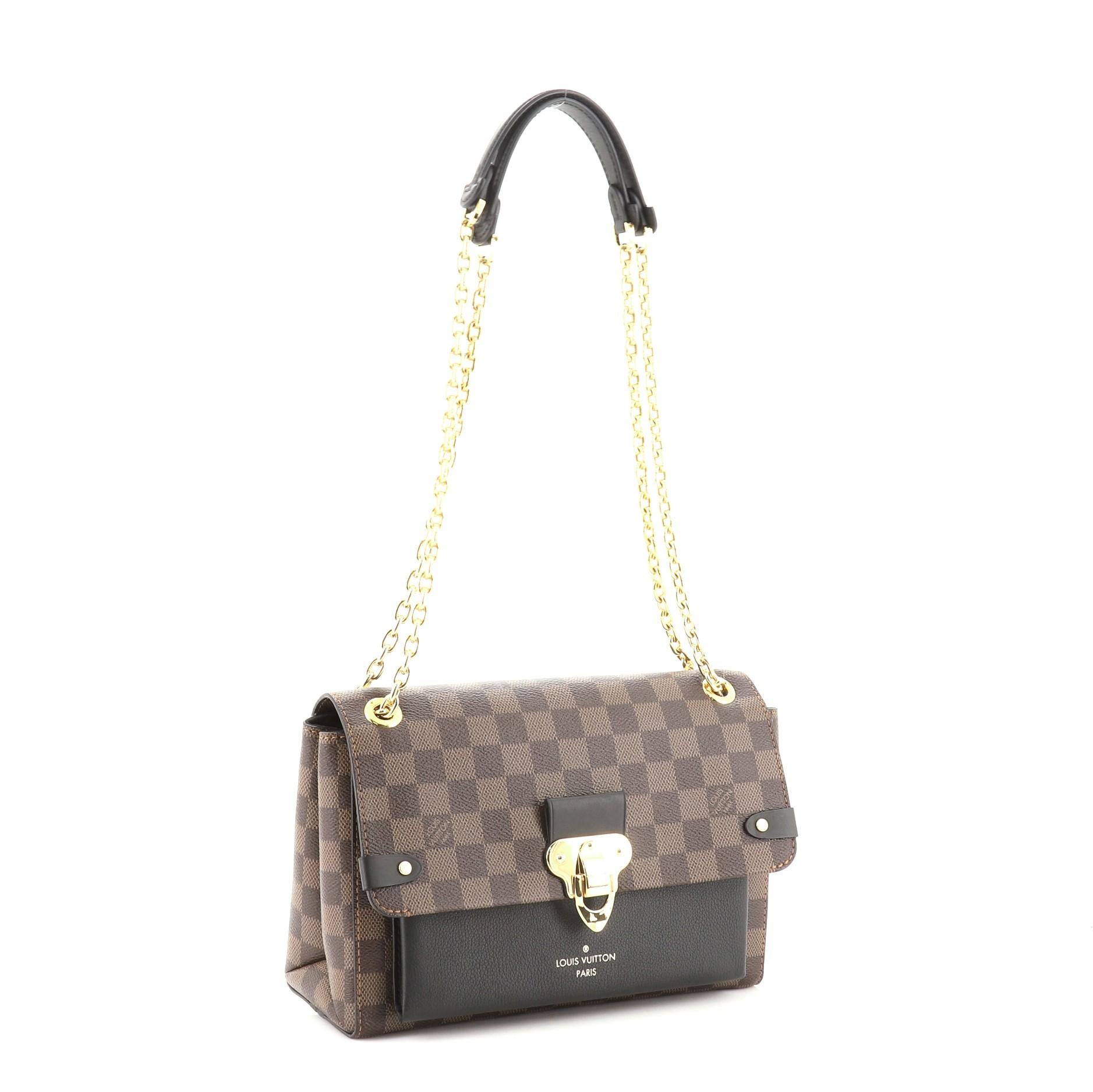 Gray Louis Vuitton Vavin Handbag Damier with Leather PM