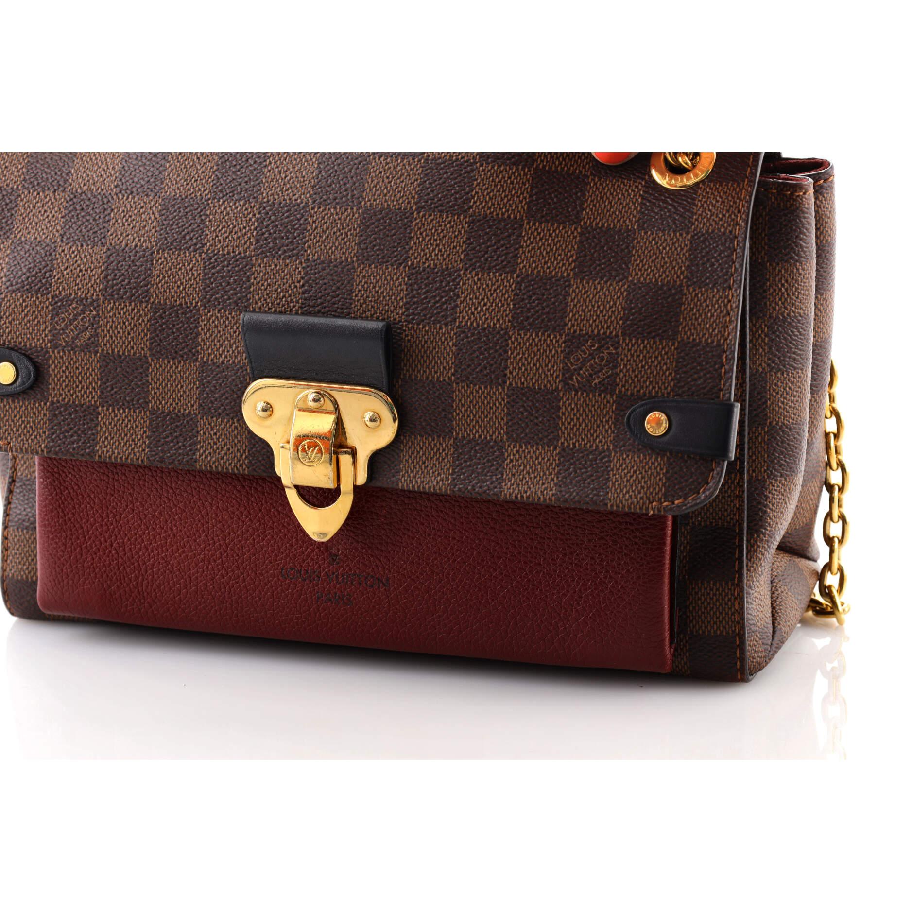Louis Vuitton Vavin Handbag Damier with Leather PM In Good Condition In NY, NY