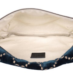 Gucci Velvet GG Monogram Web Belt Bag Blue Beige