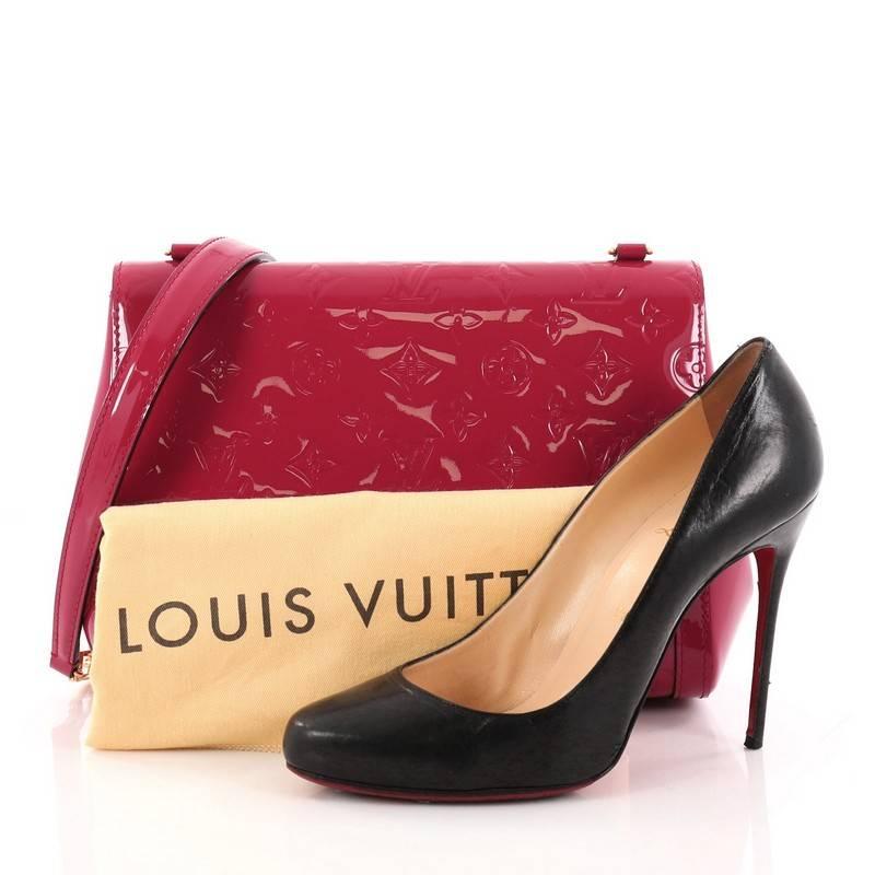 This authentic Louis Vuitton Venice Shoulder Bag Monogram Vernis from 2015 is sure to be a stunning head-turning piece. Crafted in dark pink monogram vernis leather, this stunning shoulder bag features leather flat handle, front flap with S-lock