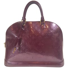Louis Vuitton Alma Monogram Vernis PM Wine Red in Patent Leather with  Gold-tone - US