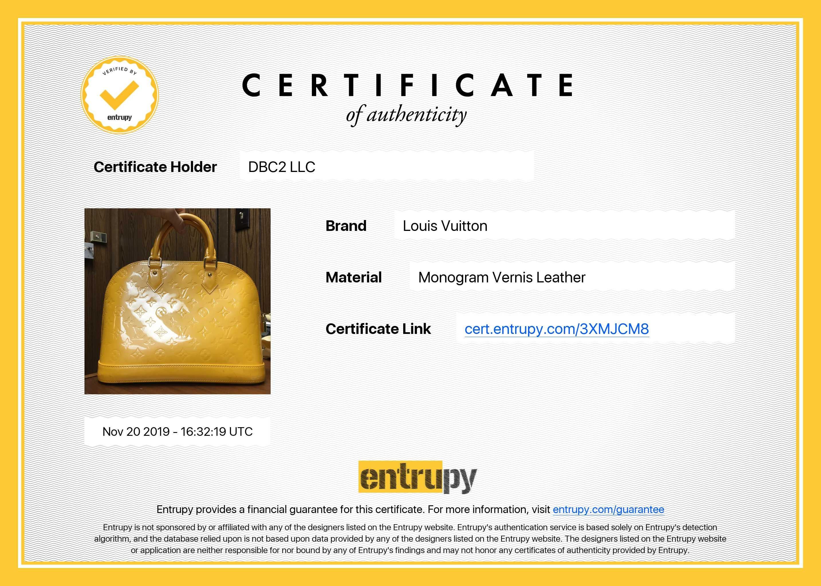 Louis Vuitton Vernis Alma PM Passion Yellow Monogram Hand Bag For Sale 3