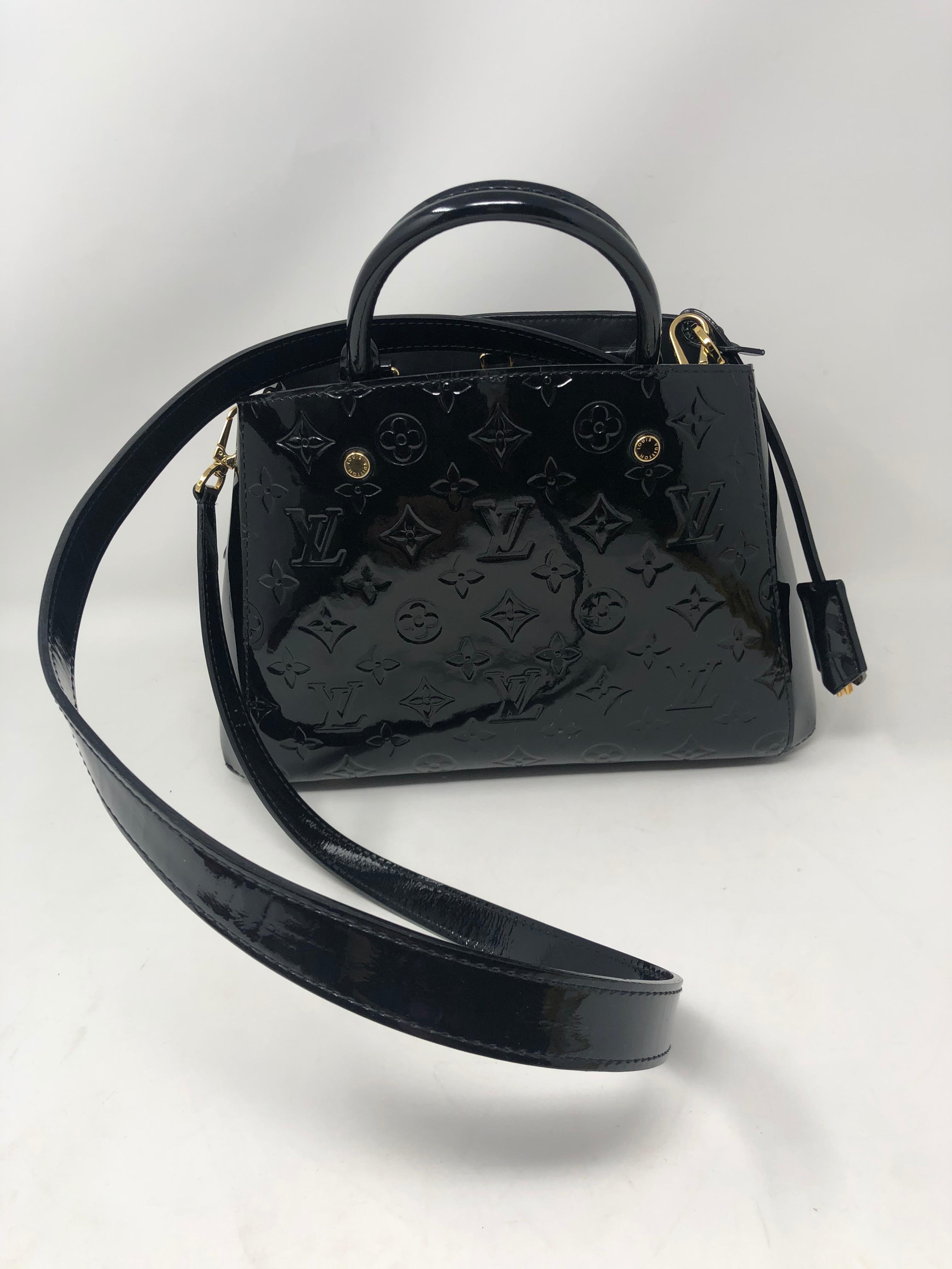 Louis Vuitton Vernis Black Montaigne BB Bag 6