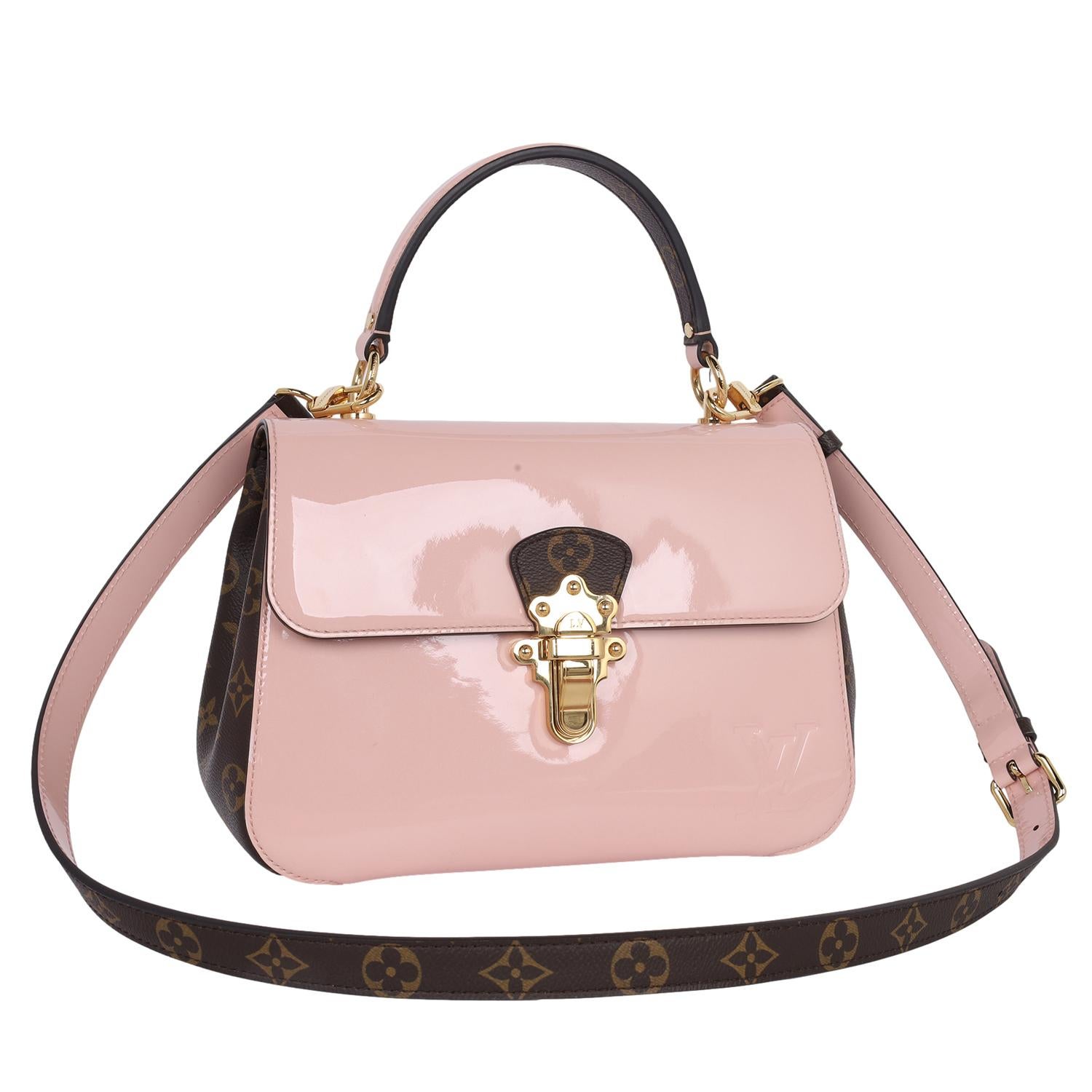 Women's Louis Vuitton Vernis Leather Monogram Cherrywood Shoulder Bag Rose Ballerine For Sale
