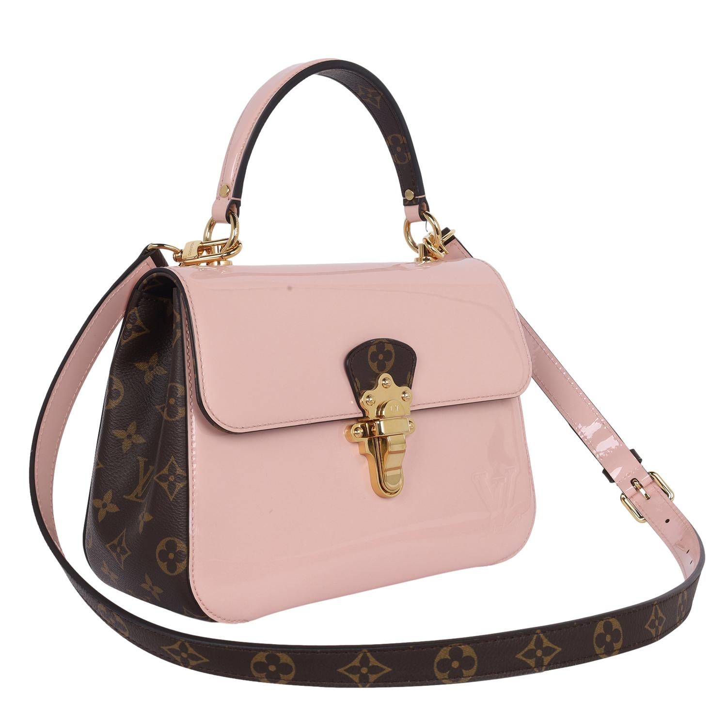 Louis Vuitton Vernis Leather Monogram Cherrywood Shoulder Bag Rose Ballerine For Sale 1