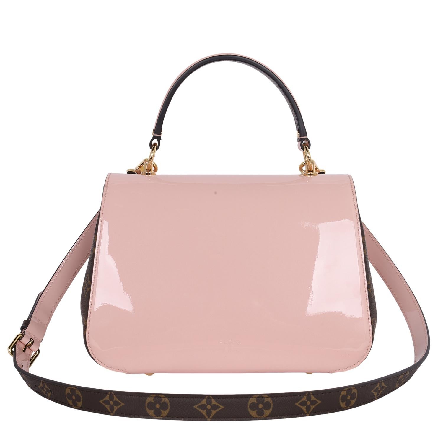 Louis Vuitton Vernis Leather Monogram Cherrywood Shoulder Bag Rose Ballerine For Sale 3