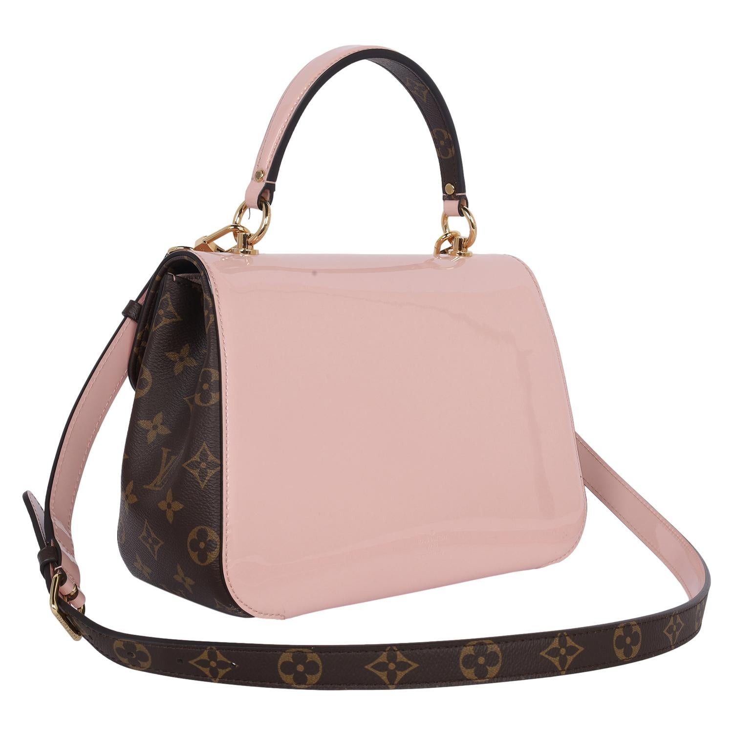 Louis Vuitton Vernis Leather Monogram Cherrywood Shoulder Bag Rose Ballerine For Sale 4