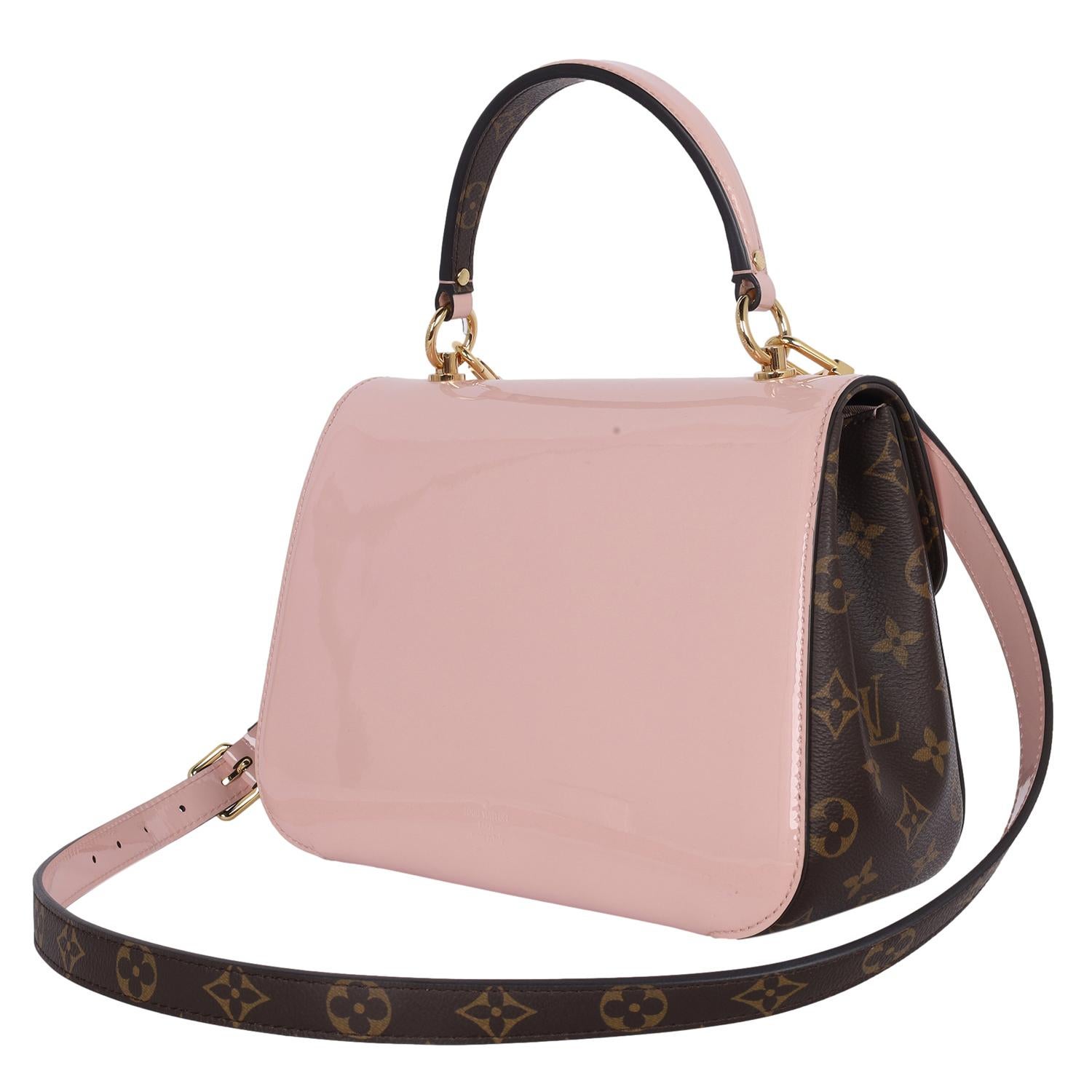 Louis Vuitton Vernis Leather Monogram Cherrywood Shoulder Bag Rose Ballerine For Sale 5