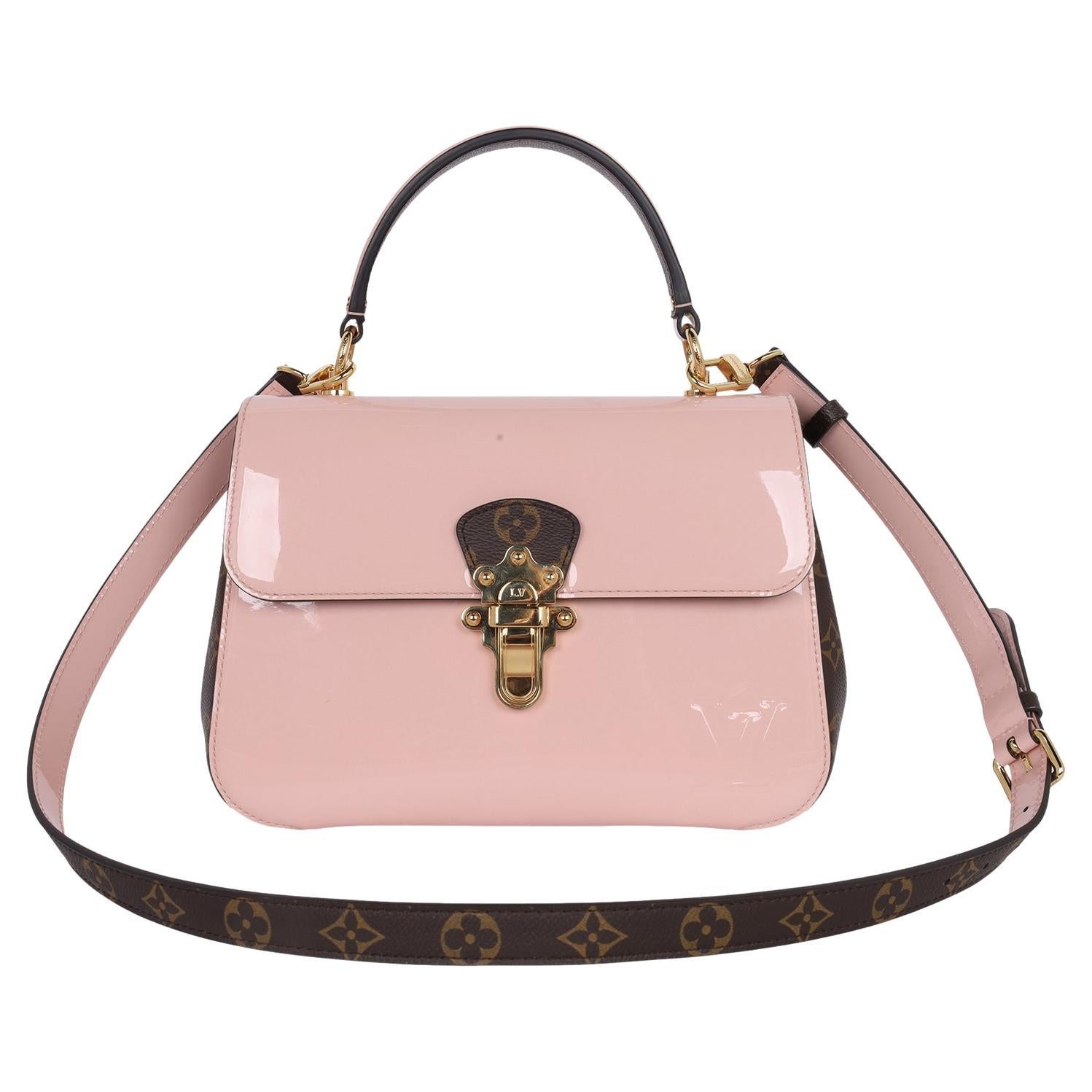 Louis Vuitton Vernis Leather Monogram Cherrywood Shoulder Bag Rose Ballerine For Sale
