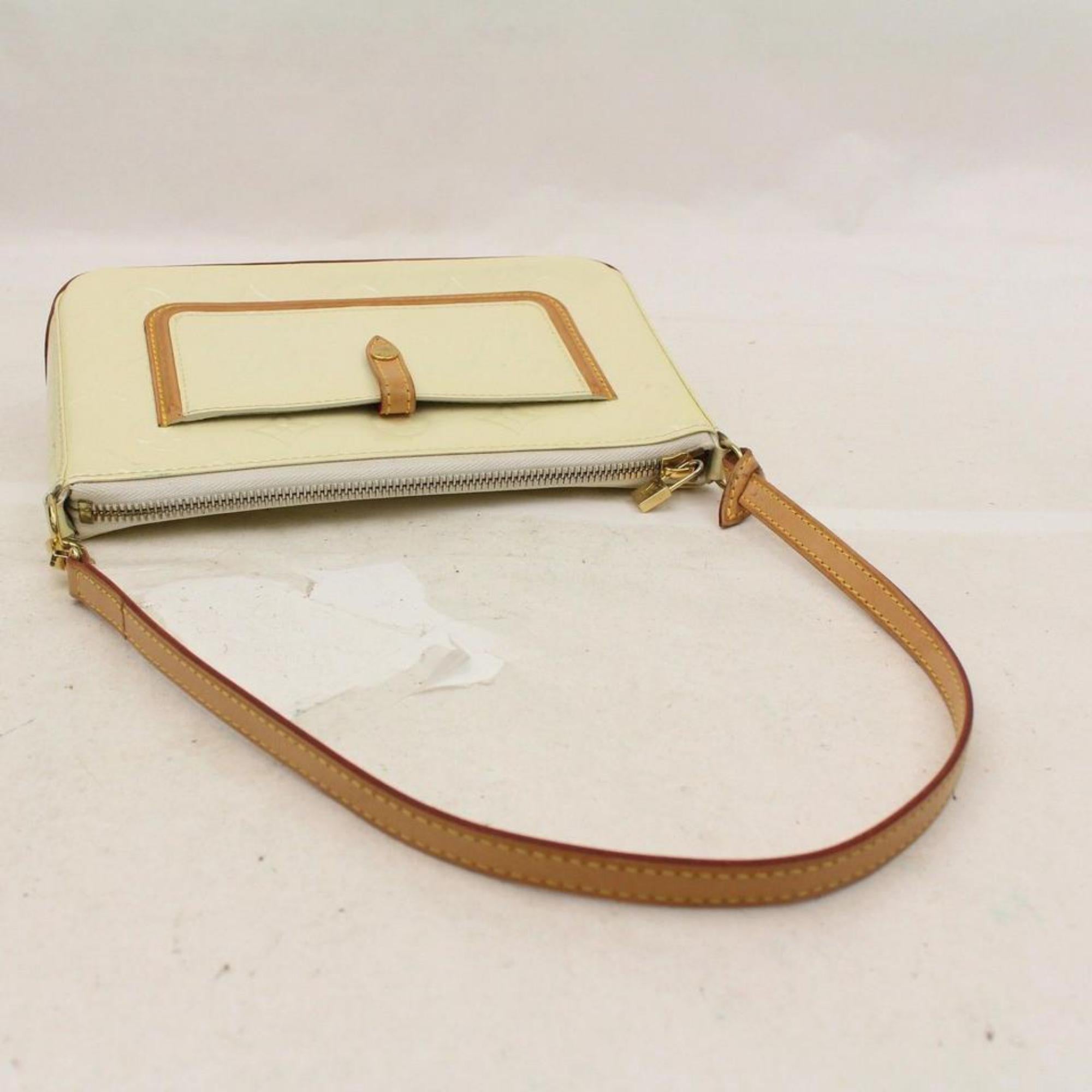 Women's Louis Vuitton  Vernis Mallory Square 866184 Baige Patent Leather Shoulder Bag For Sale