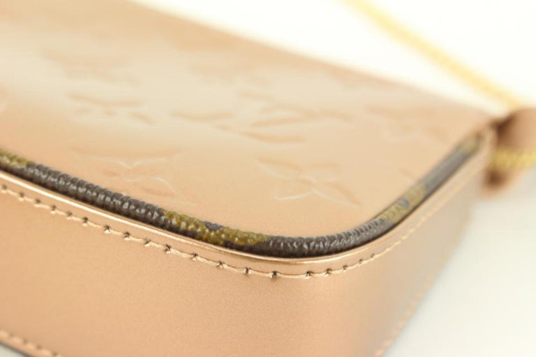 LOUIS VUITTON Metallic Vernis Mini Pochette Accessoires Rose Gold 1288610