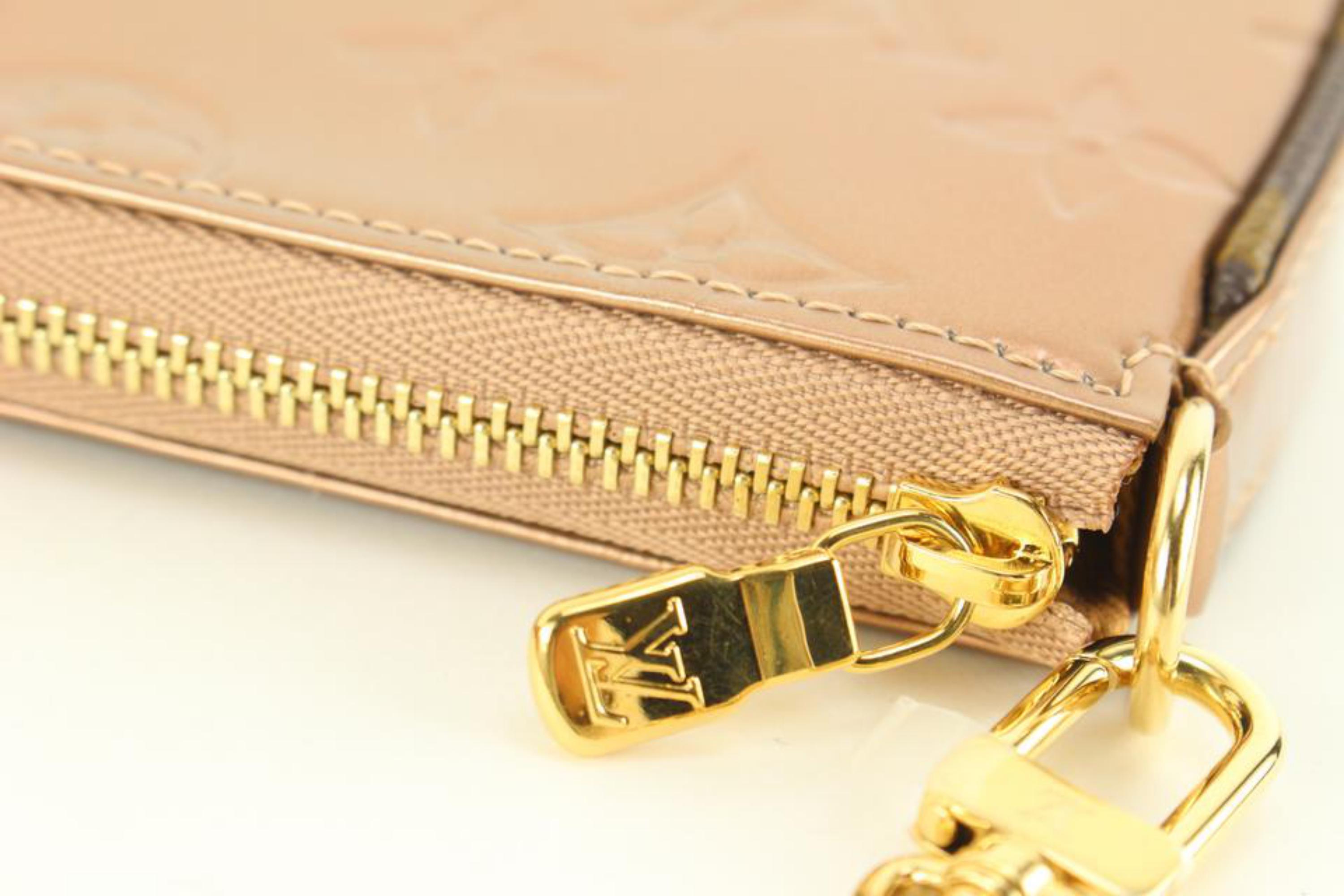 Brown Louis Vuitton Vernis Monogram Metallic Rose Gold Mini Pochette 5lk82s