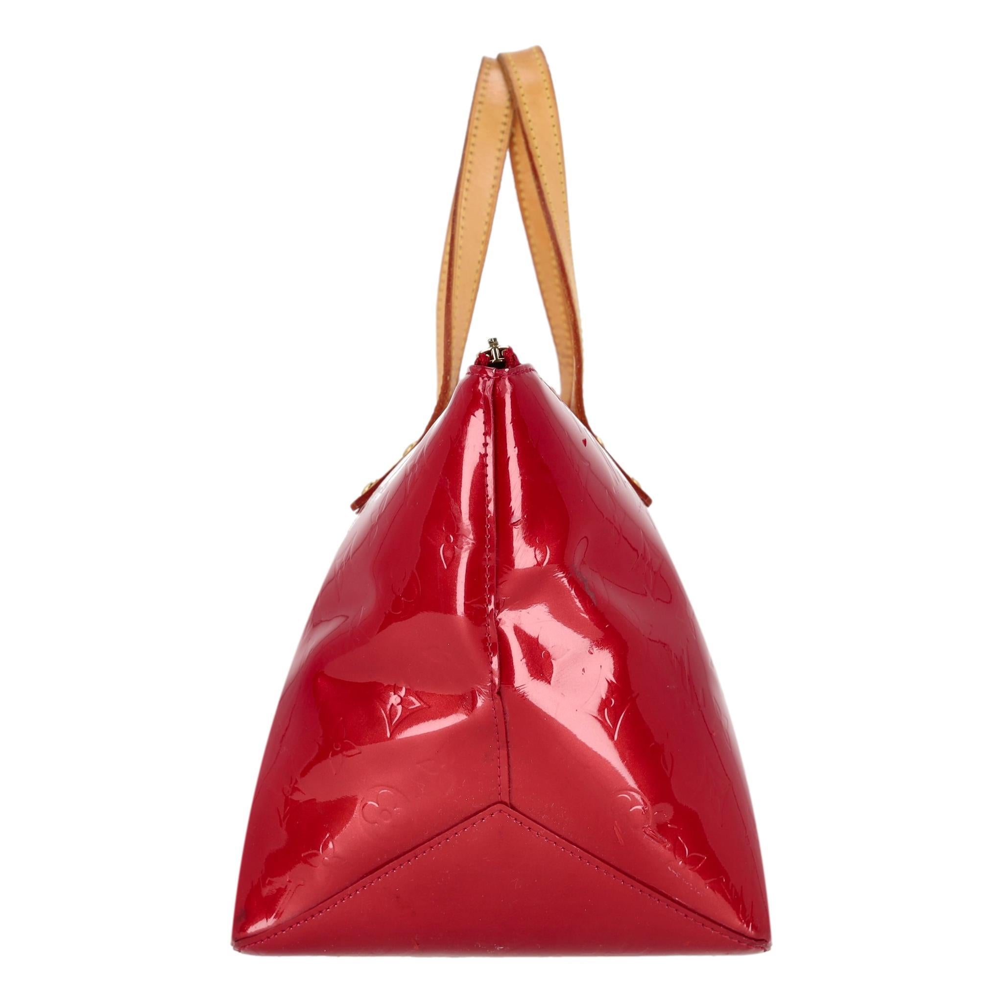 Red Louis Vuitton Vernis Patent Leather Bellevue Monogram Embossed Tote Bag For Sale