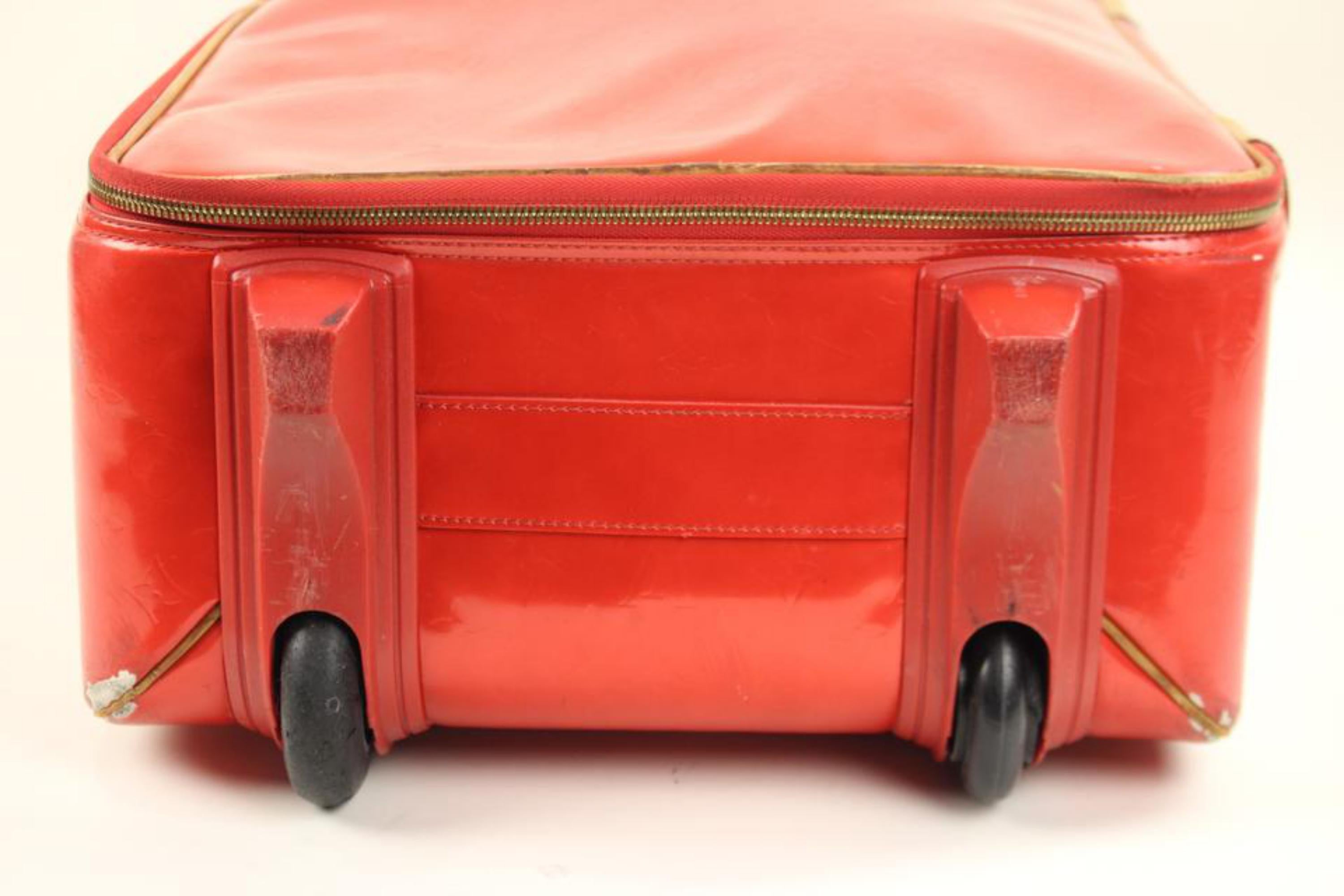 Louis Vuitton Vernis Pegase Lvav40 Red Patent Leather Weekend/Travel Bag For Sale 3