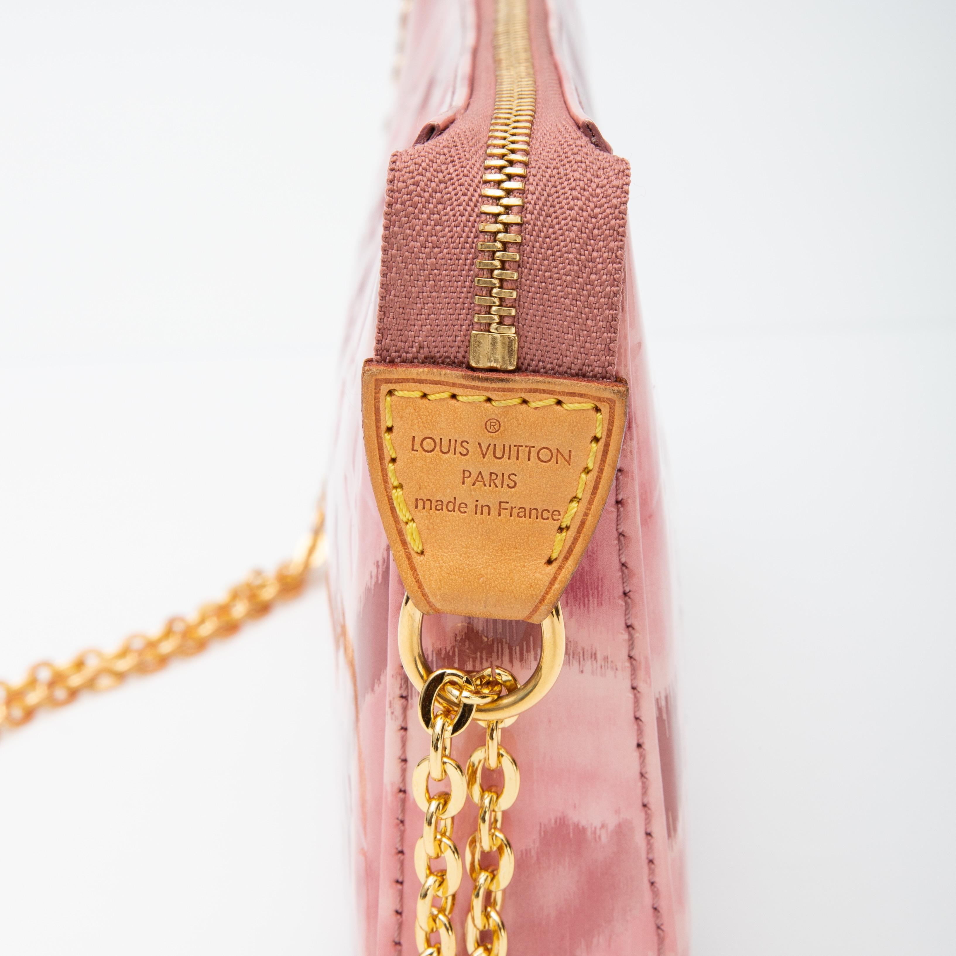 Women's or Men's Louis Vuitton Vernis Rose Velours Monogram Ikat Pochette Accessories NM (2013) B For Sale