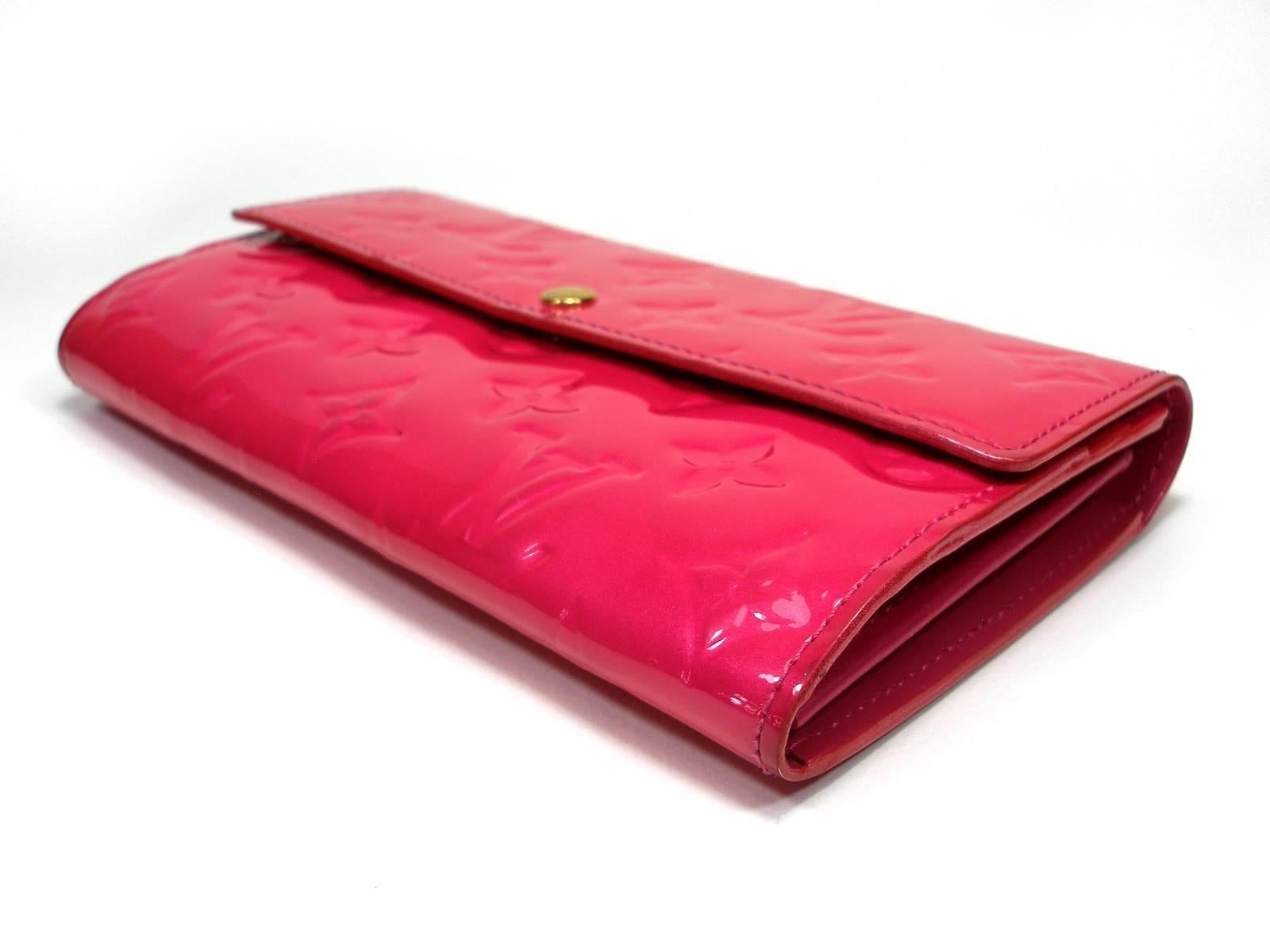  Louis Vuitton Vernis Sarah Wallet Monogram Vernis Rose Pink / Good Condition  1