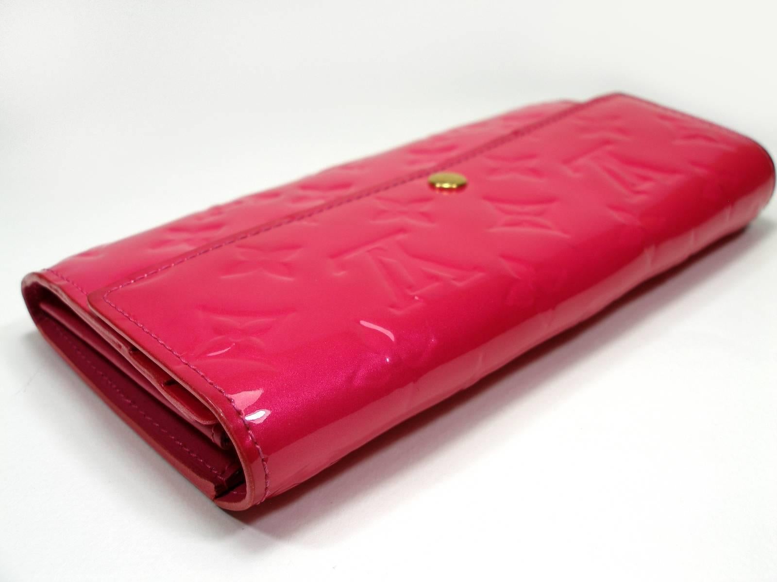  Louis Vuitton Vernis Sarah Wallet Monogram Vernis Rose Pink / Good Condition  2