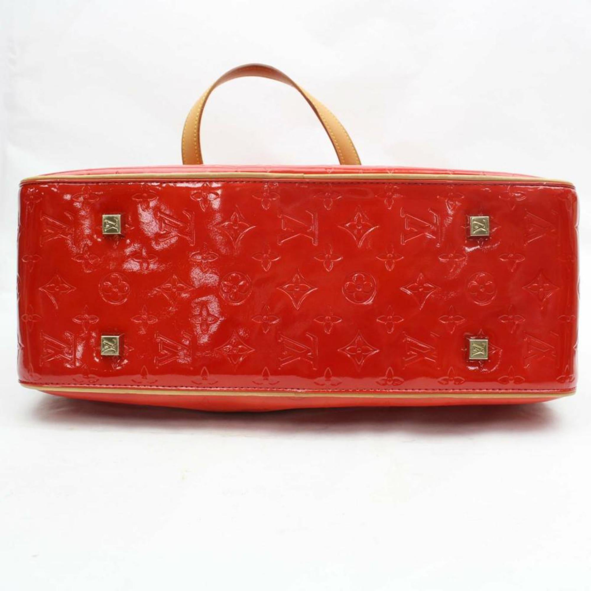 Louis Vuitton Vernis Zip Tote 870301 Red Patent Leather Weekend/Travel BAG For Sale 4