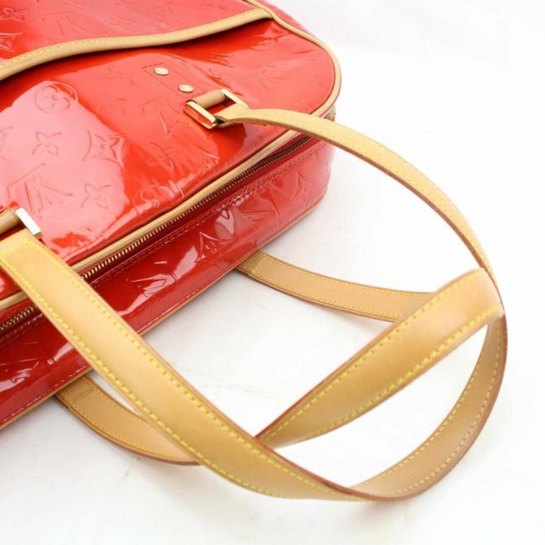 Louis Vuitton Vernis Zip Tote 870301 Red Patent Leather Weekend