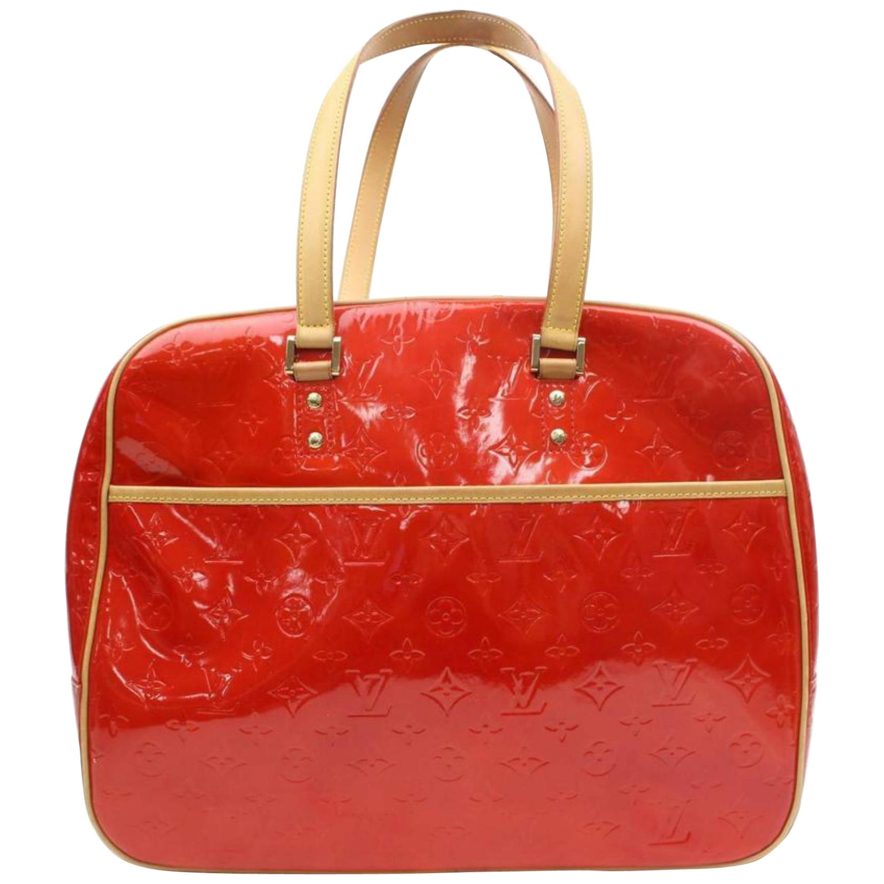 Louis Vuitton Vernis Zip Tote 870301 Red Patent Leather Weekend/Travel BAG For Sale
