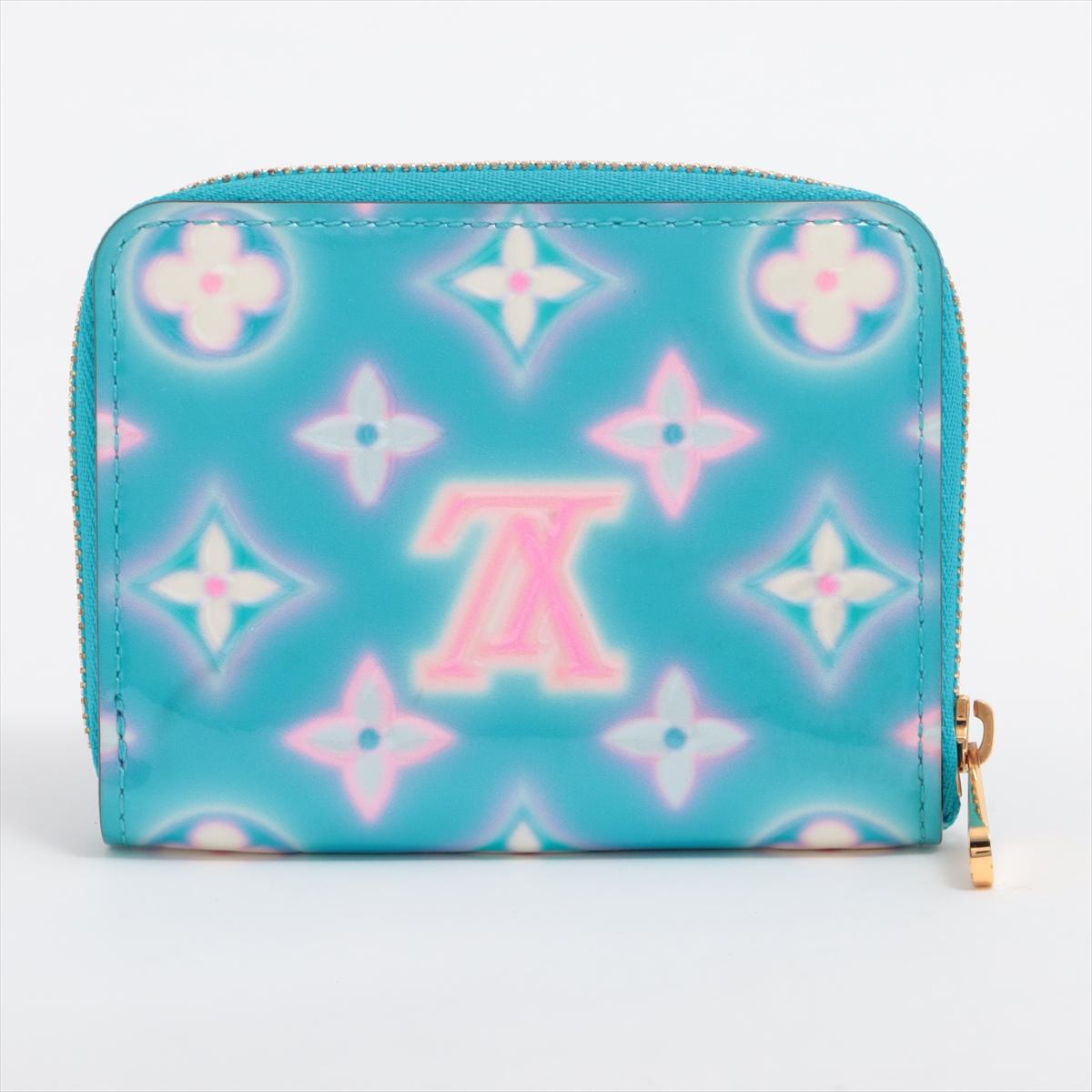 Louis Vuitton Vernis Zippy Coin Purse Baby Blue Neon x Pink In Good Condition For Sale In Indianapolis, IN