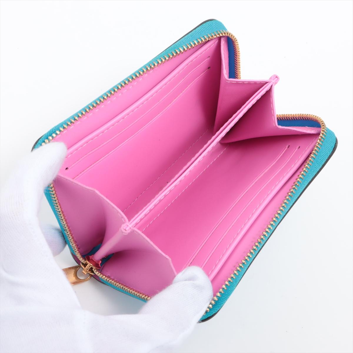 Louis Vuitton Vernis Geldbörse mit Reißverschluss Münze Geldbörse Babyblau Neon x Rosa Damen