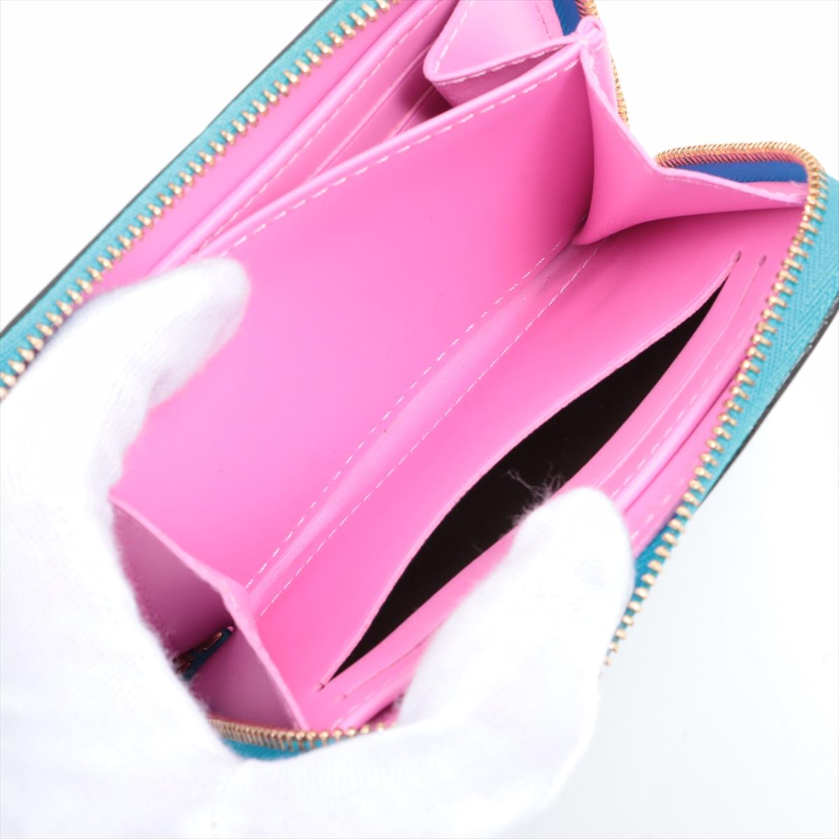 Louis Vuitton Vernis Geldbörse mit Reißverschluss Münze Geldbörse Babyblau Neon x Rosa 4
