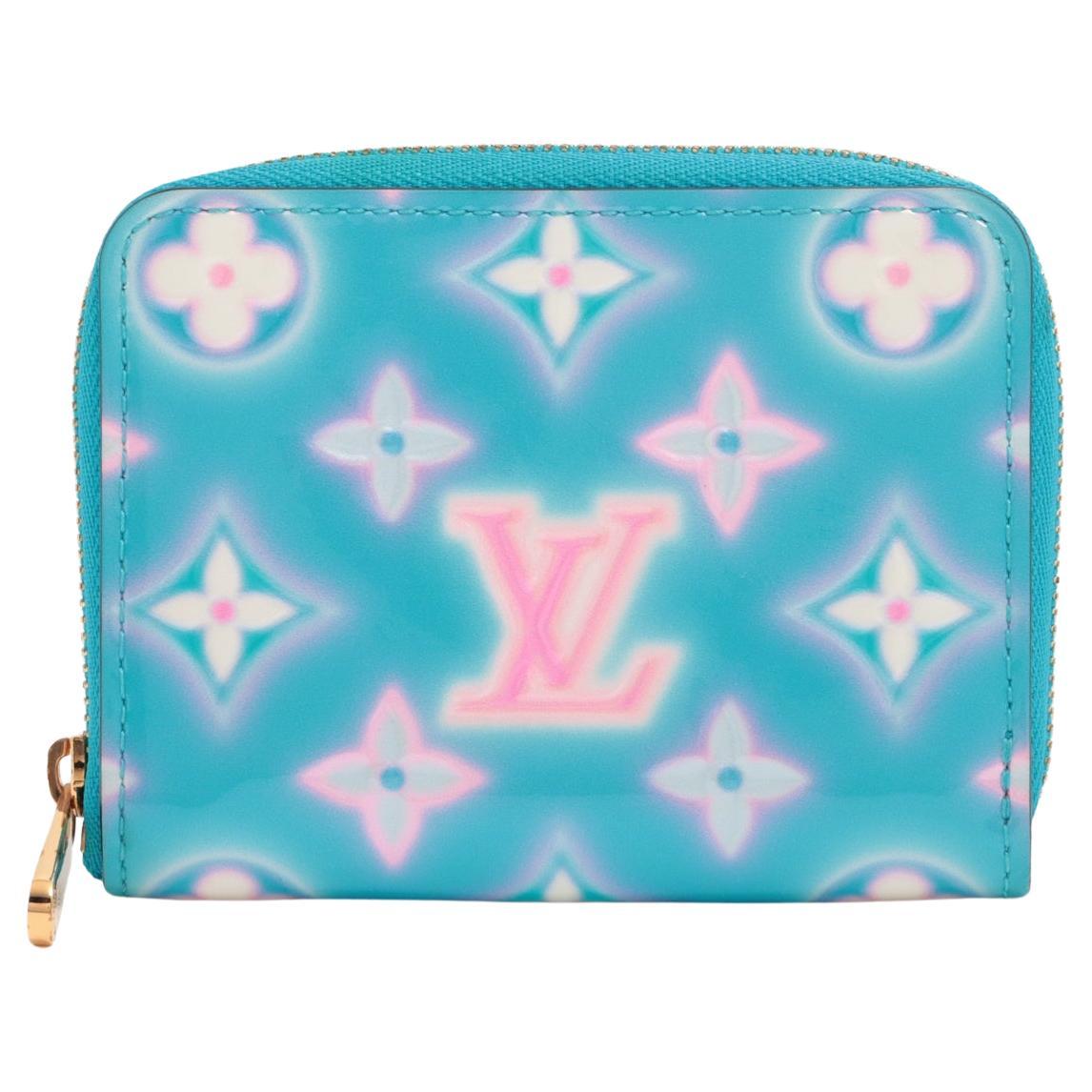 Louis Vuitton Vernis Zippy Coin Purse Baby Blue Neon x Pink For Sale