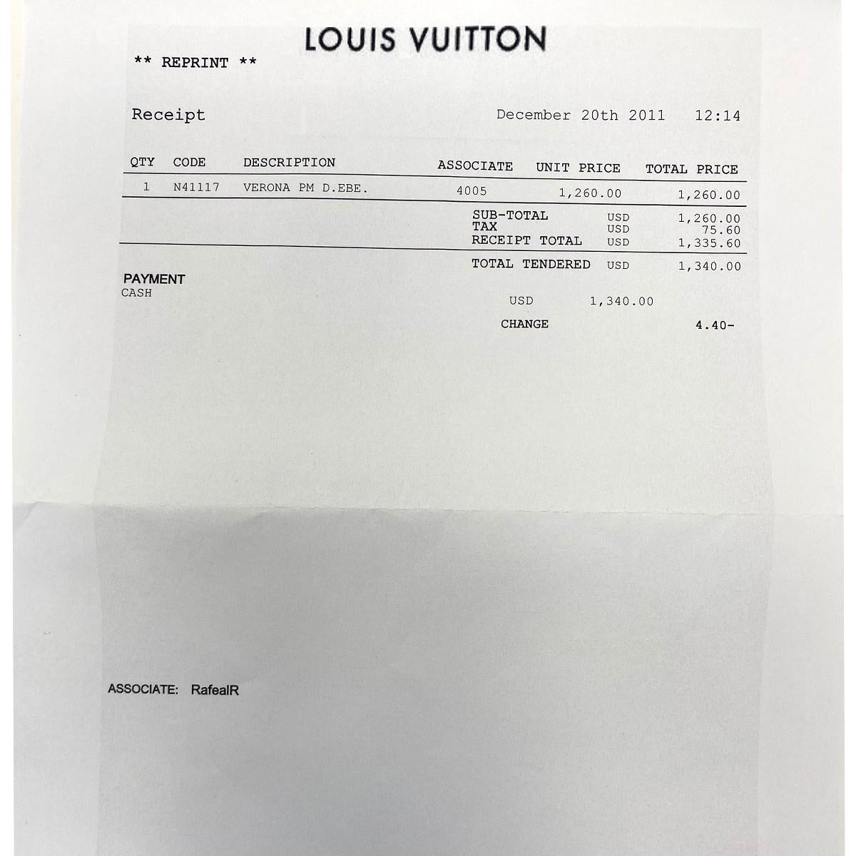 Louis Vuitton Verona PM Damier Ebene Canvas Handbag For Sale 1