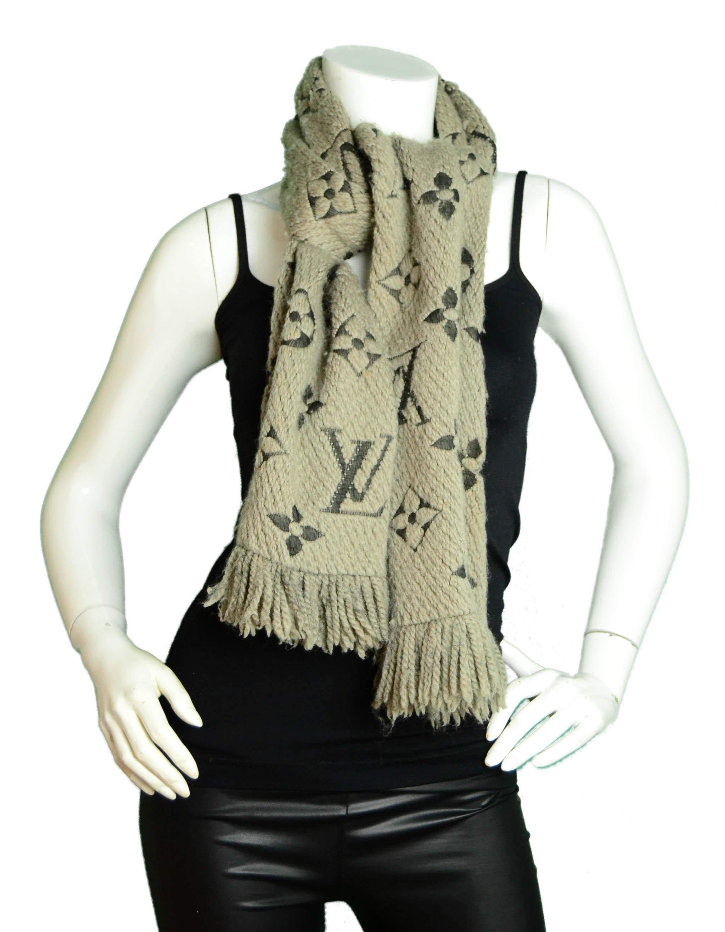 Louis Vuitton Logomania Wool Scarf

Made In: Italy
Color: Taupe, brown
Materials: 94% Wool, 6% Silk
Overall Condition: Good - piling throughout and small stain
Estimated Retail: $415
Measurements: 
12”W x 64”H