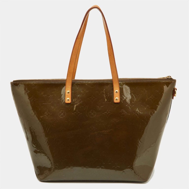 Sac Louis Vuitton Vert Bronze Monogramme Vernis Bellevue GM En