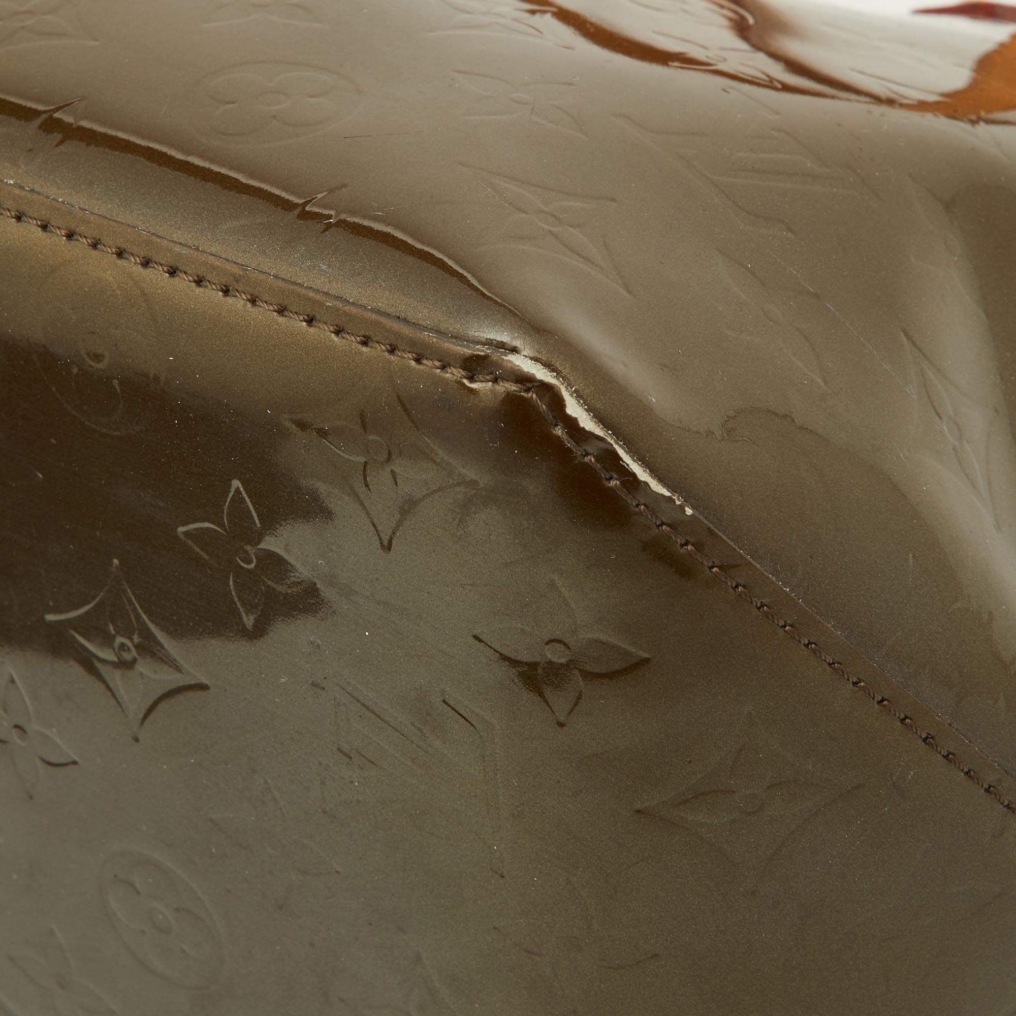 Brown Louis Vuitton Vert Bronze Monogram Vernis Bellevue GM Bag For Sale