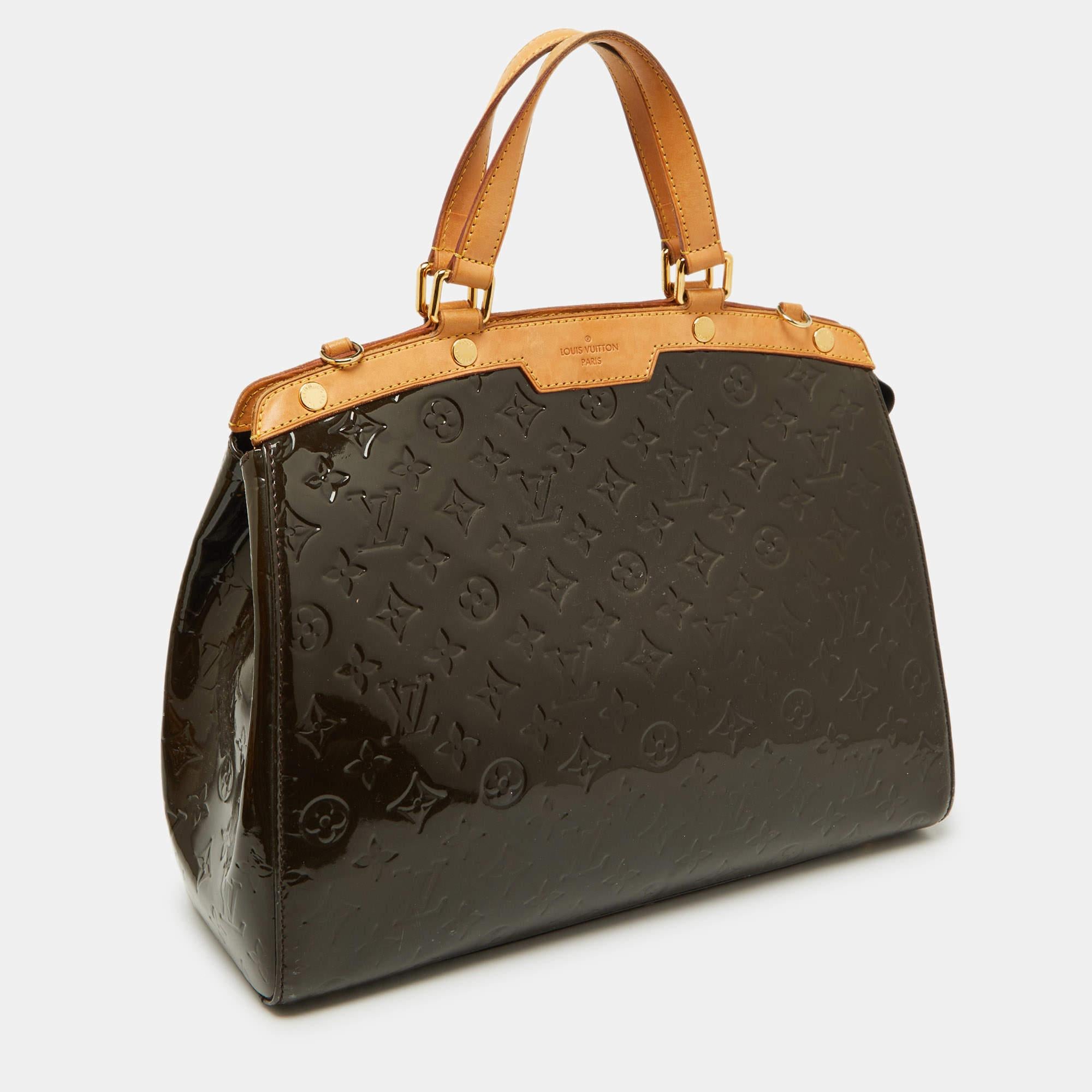 Black Louis Vuitton Vert Bronze Monogram Vernis Brea GM Bag