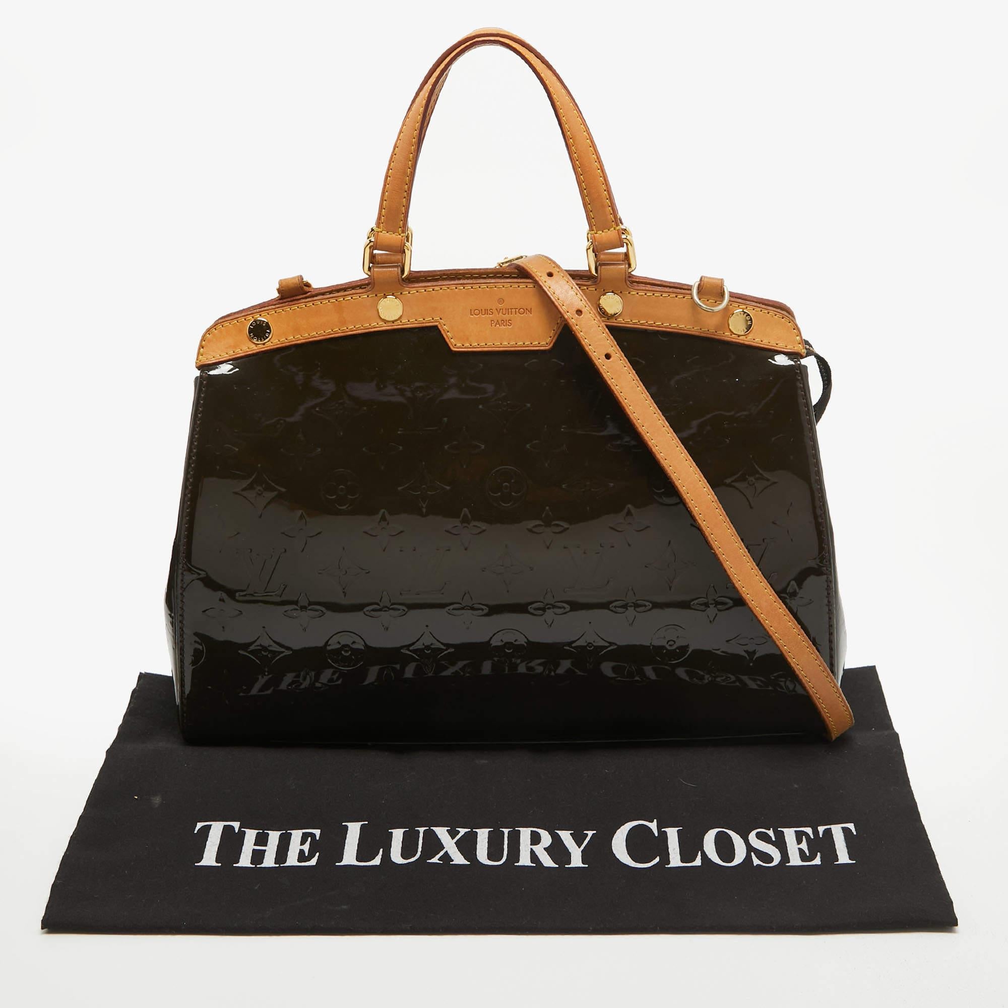 Louis Vuitton Vert Bronze Monogram Vernis Brea MM Bag For Sale 8