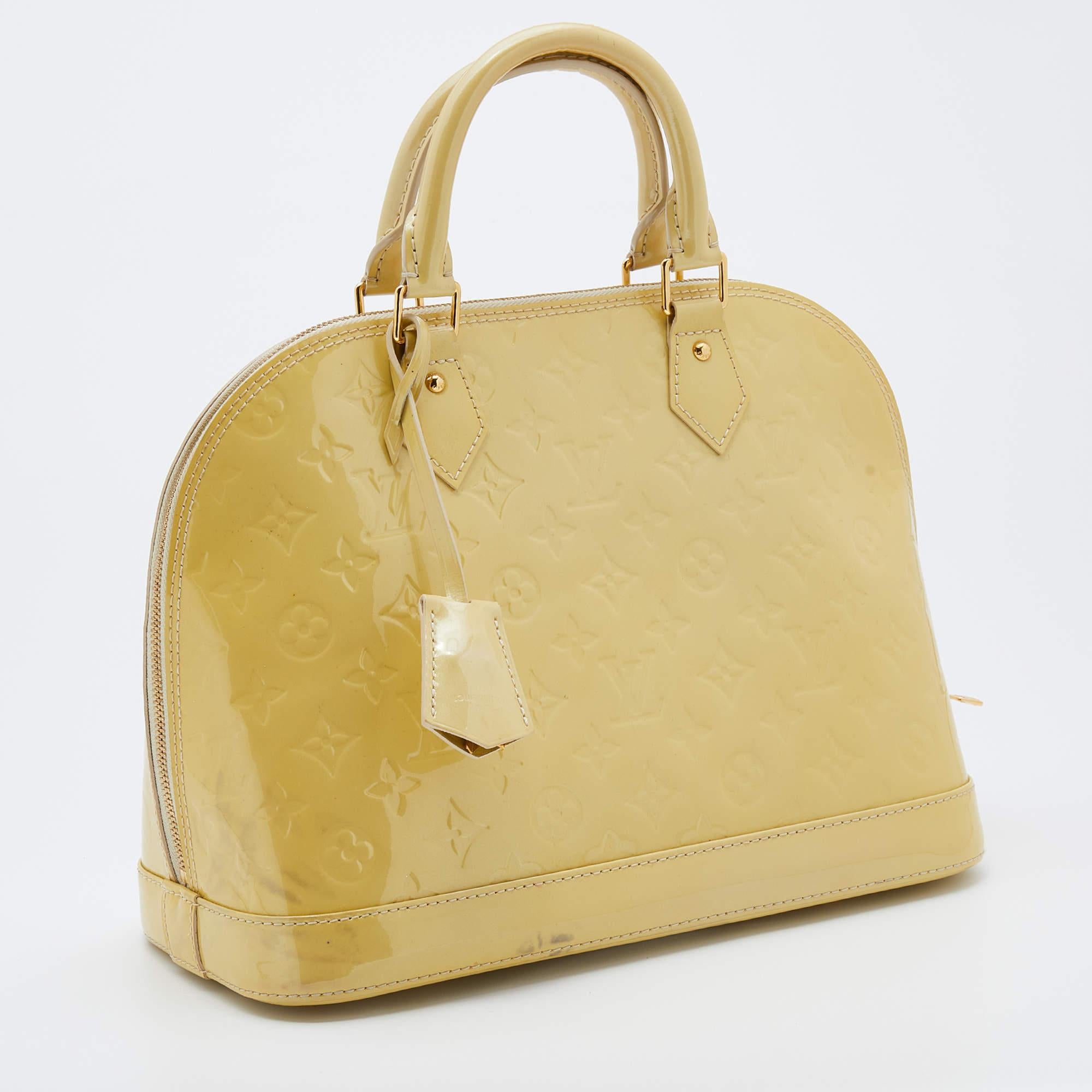 Louis Vuitton Vert Impression Monogram Vernis Alma PM Bag In Fair Condition In Dubai, Al Qouz 2