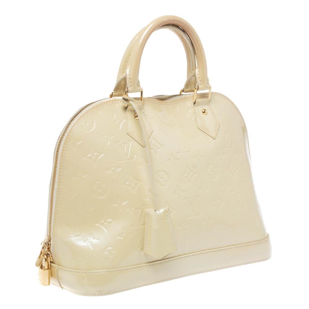 Louis Vuitton Vert Impression Monogram Vernis Leather Alma PM Bag In Good Condition In Dubai, Al Qouz 2
