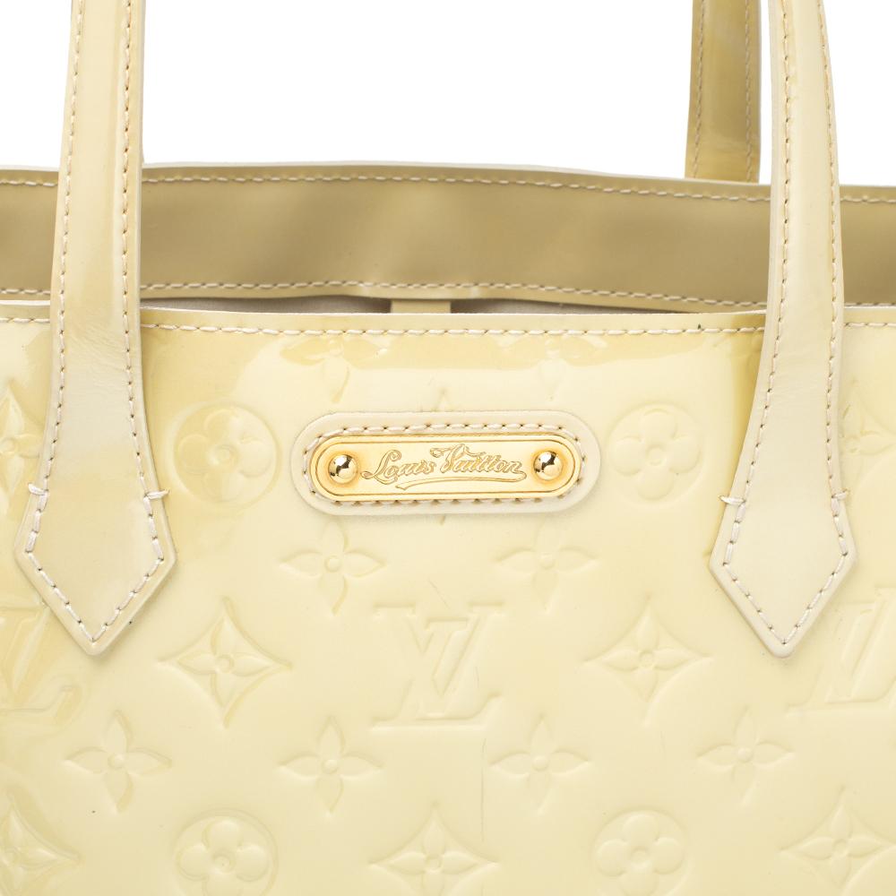 Beige Louis Vuitton Vert Impression Monogram Vernis Wilshire MM Bag