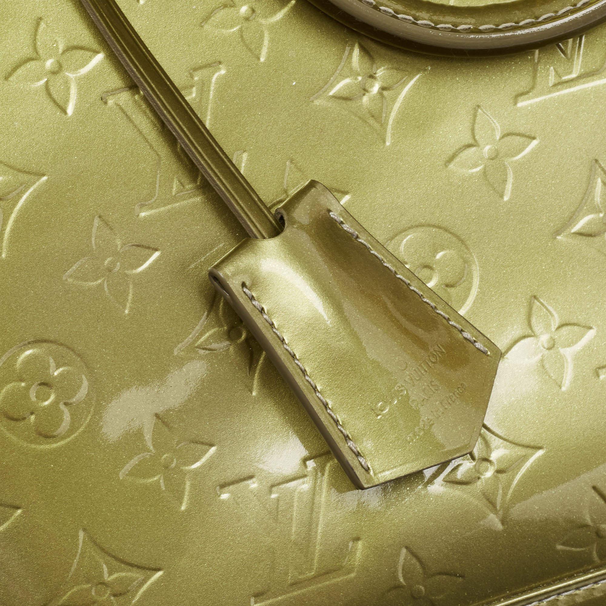Louis Vuitton Vert Olive Monogram Vernis Leather Alma GM Bag For Sale 7