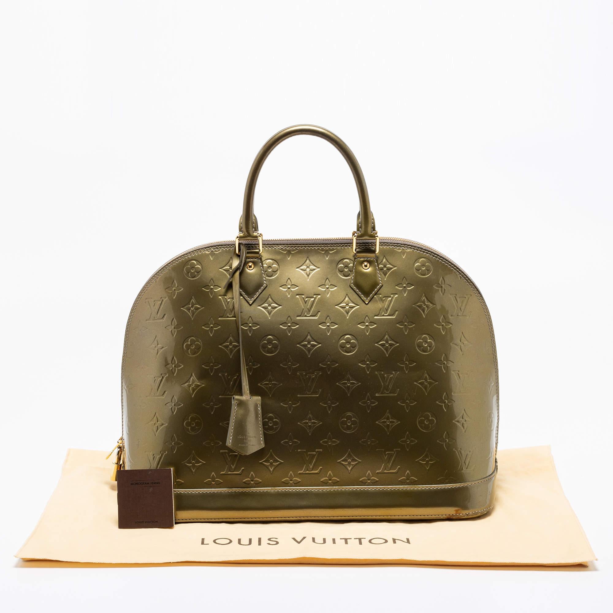 Louis Vuitton Vert Olive Monogram Vernis Leather Alma GM Bag 10