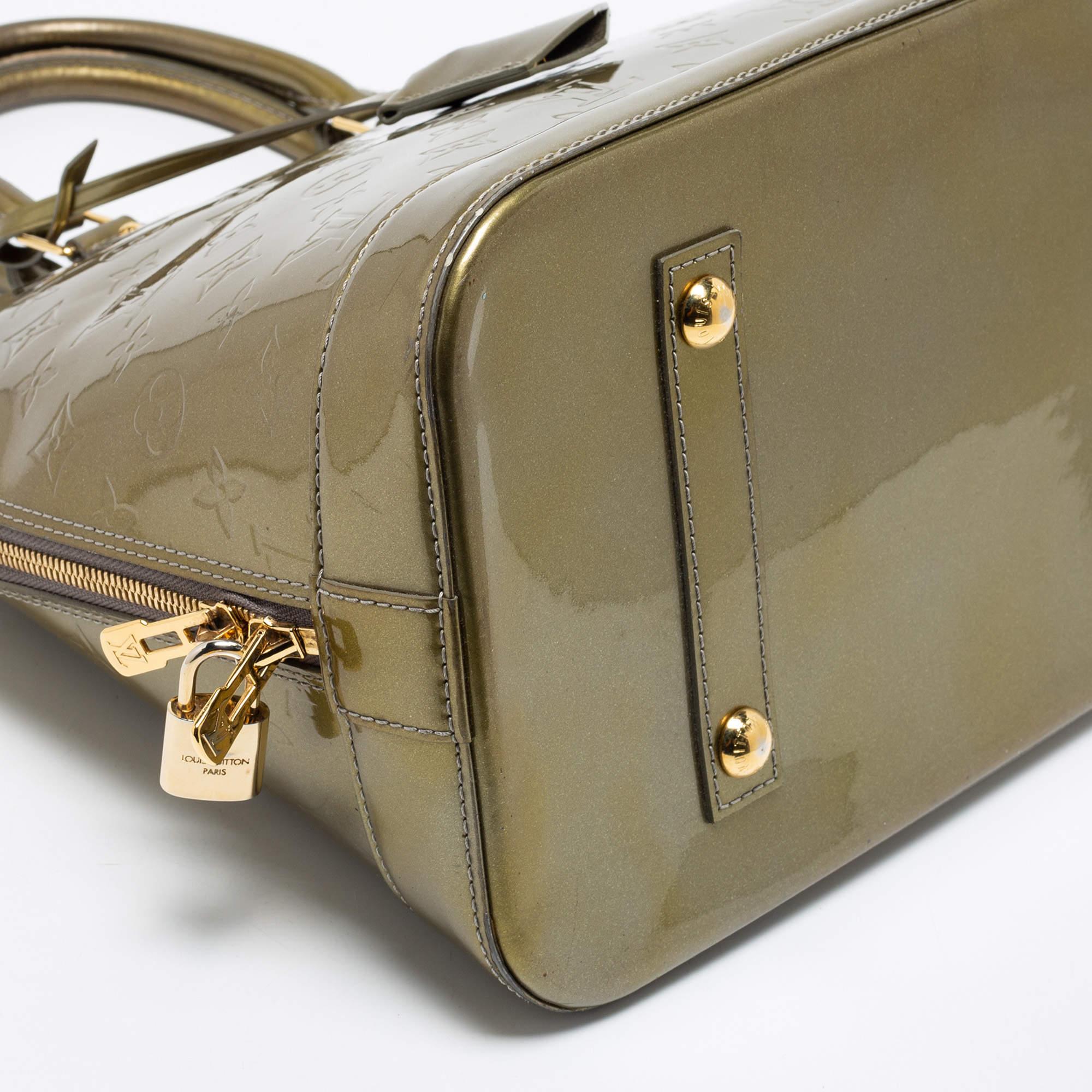 Louis Vuitton Vert Olive Monogram Vernis Leather Alma GM Bag 12