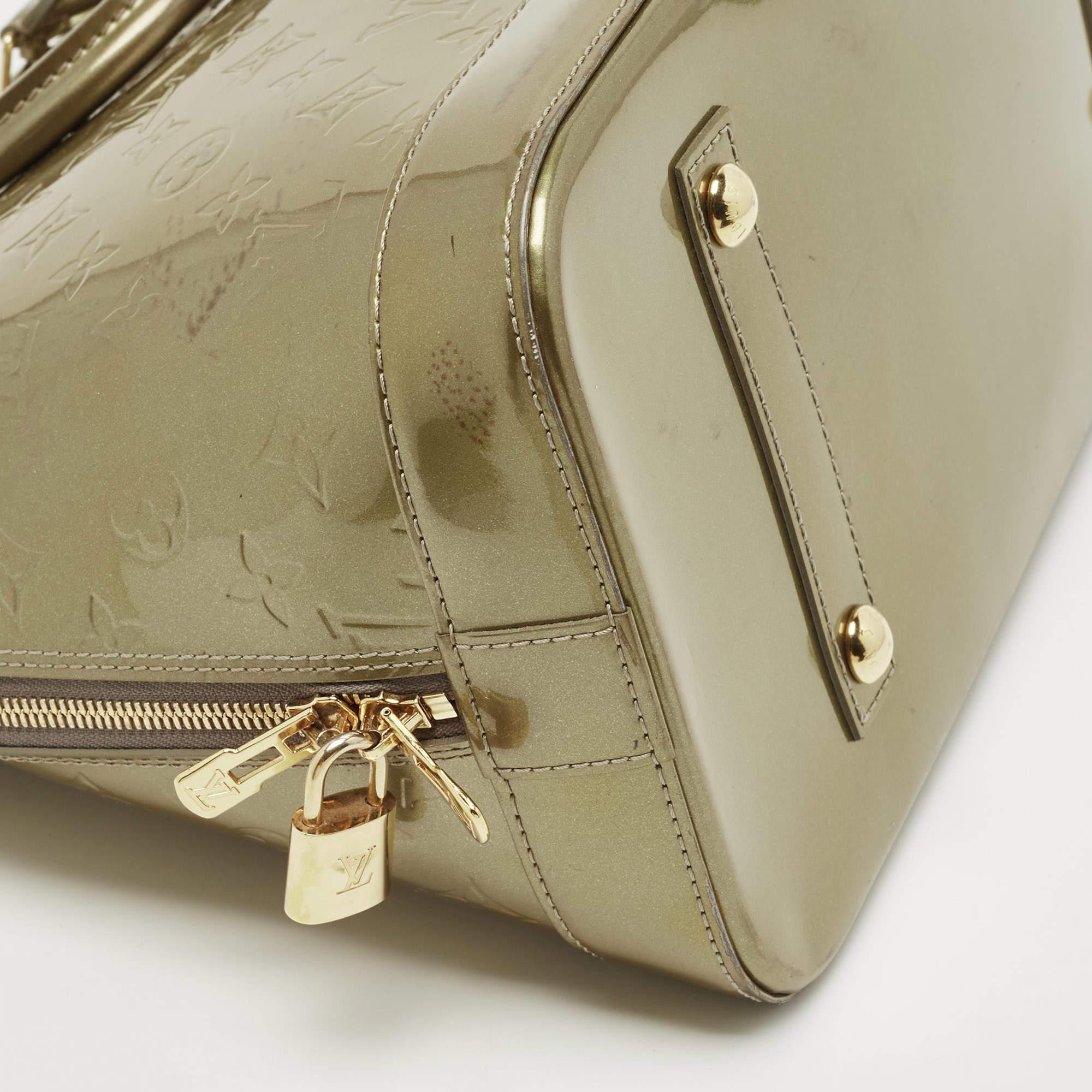 Women's Louis Vuitton Vert Olive Monogram Vernis Leather Alma GM Bag For Sale