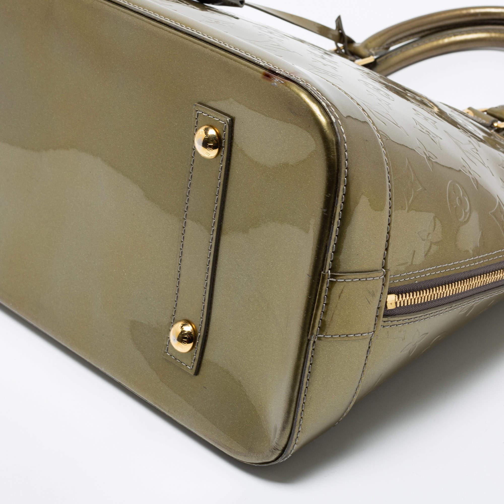 Louis Vuitton Vert Olive Monogram Vernis Leather Alma GM Bag 2